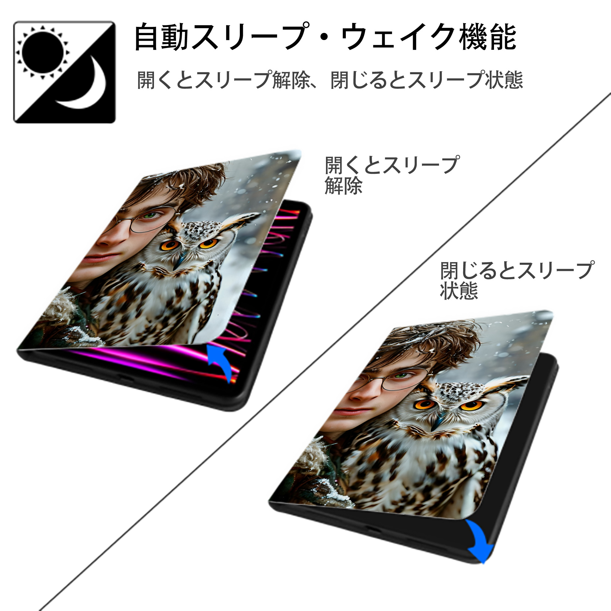 Harry Potter ハリー・ポッターシリーズ IPadケース ペンホルダー付き ブックスタイルデザイン