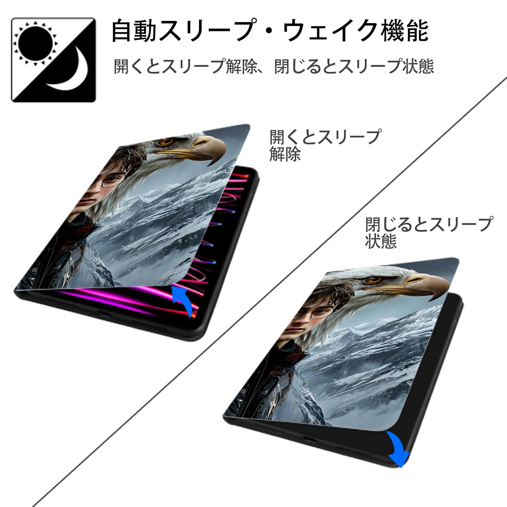 Harry Potter ハリー・ポッターシリーズ IPadケース ペンホルダー付き ブックスタイルデザイン