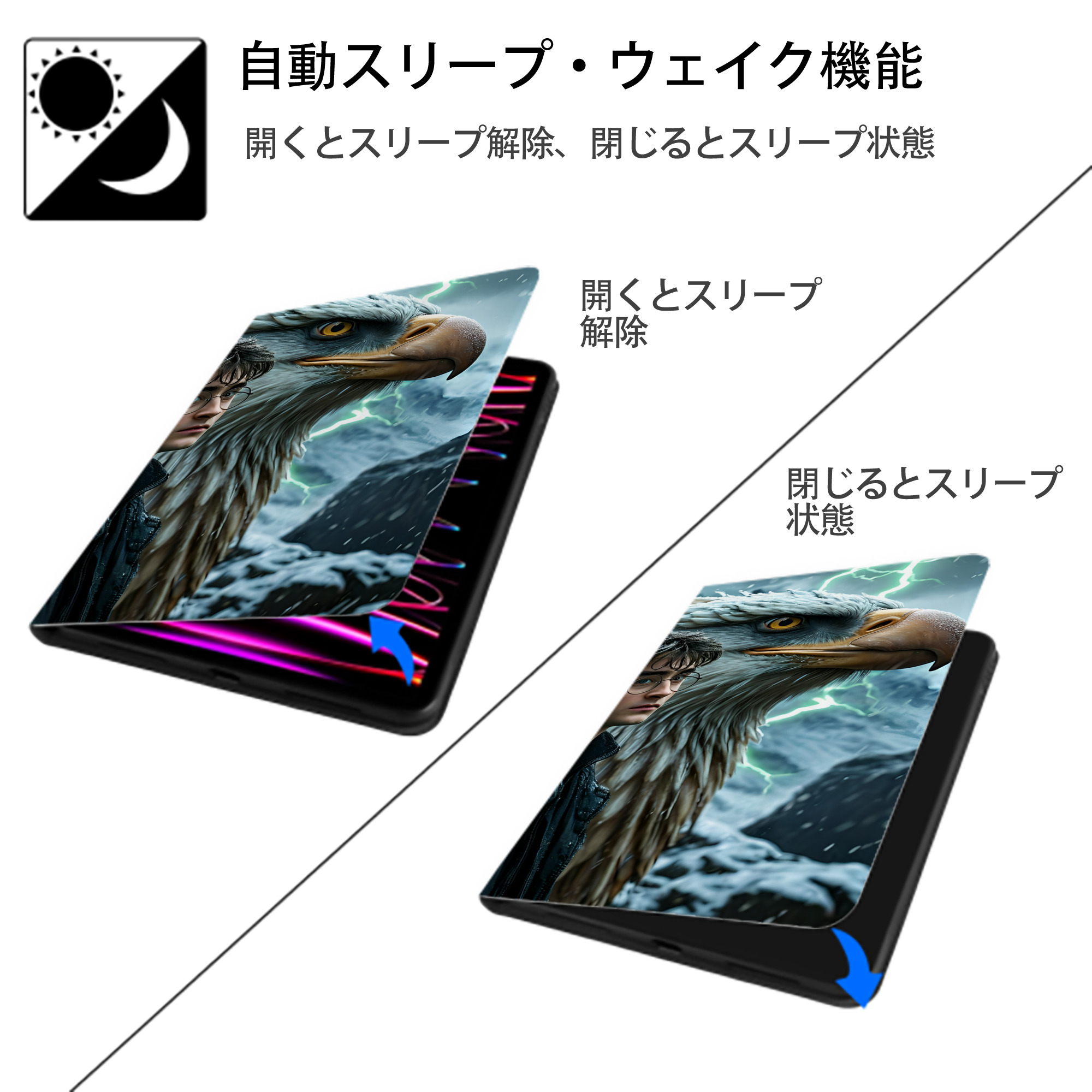 Harry Potter ハリー・ポッターシリーズ IPadケース ペンホルダー付き ブックスタイルデザイン