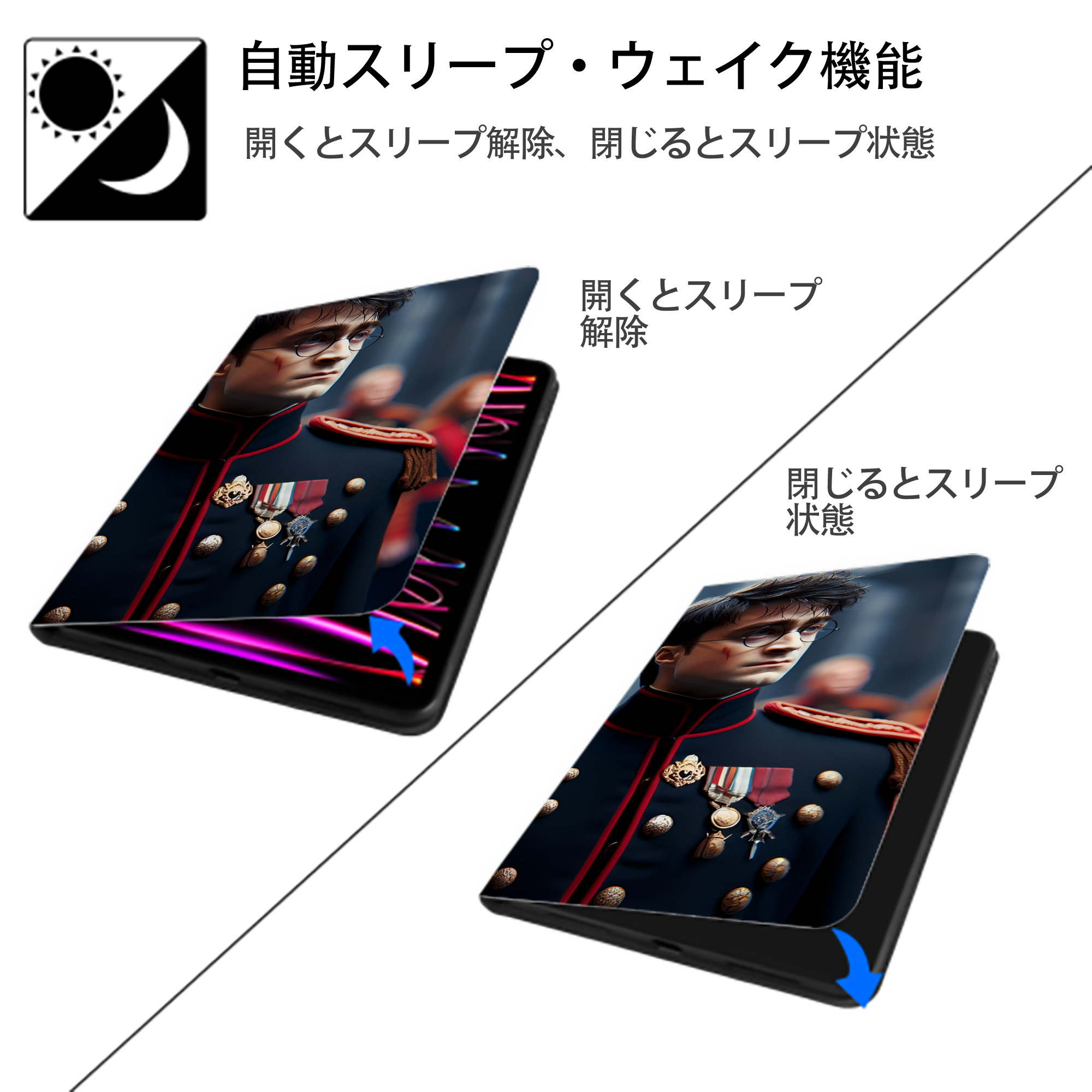 Harry Potter ハリー・ポッターシリーズ IPadケース ペンホルダー付き ブックスタイルデザイン