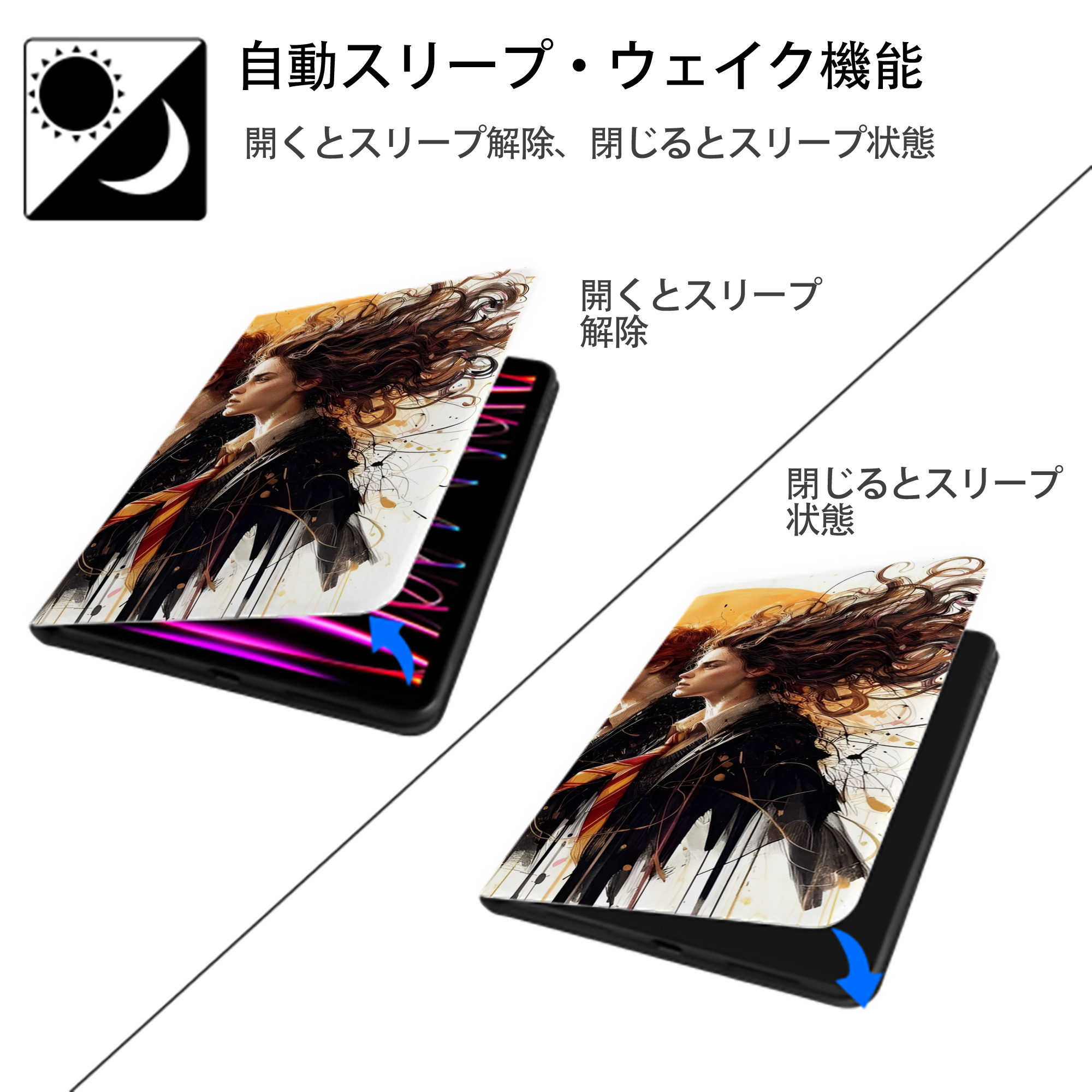 Harry Potter ハリー・ポッターシリーズ IPadケース ペンホルダー付き ブックスタイルデザイン