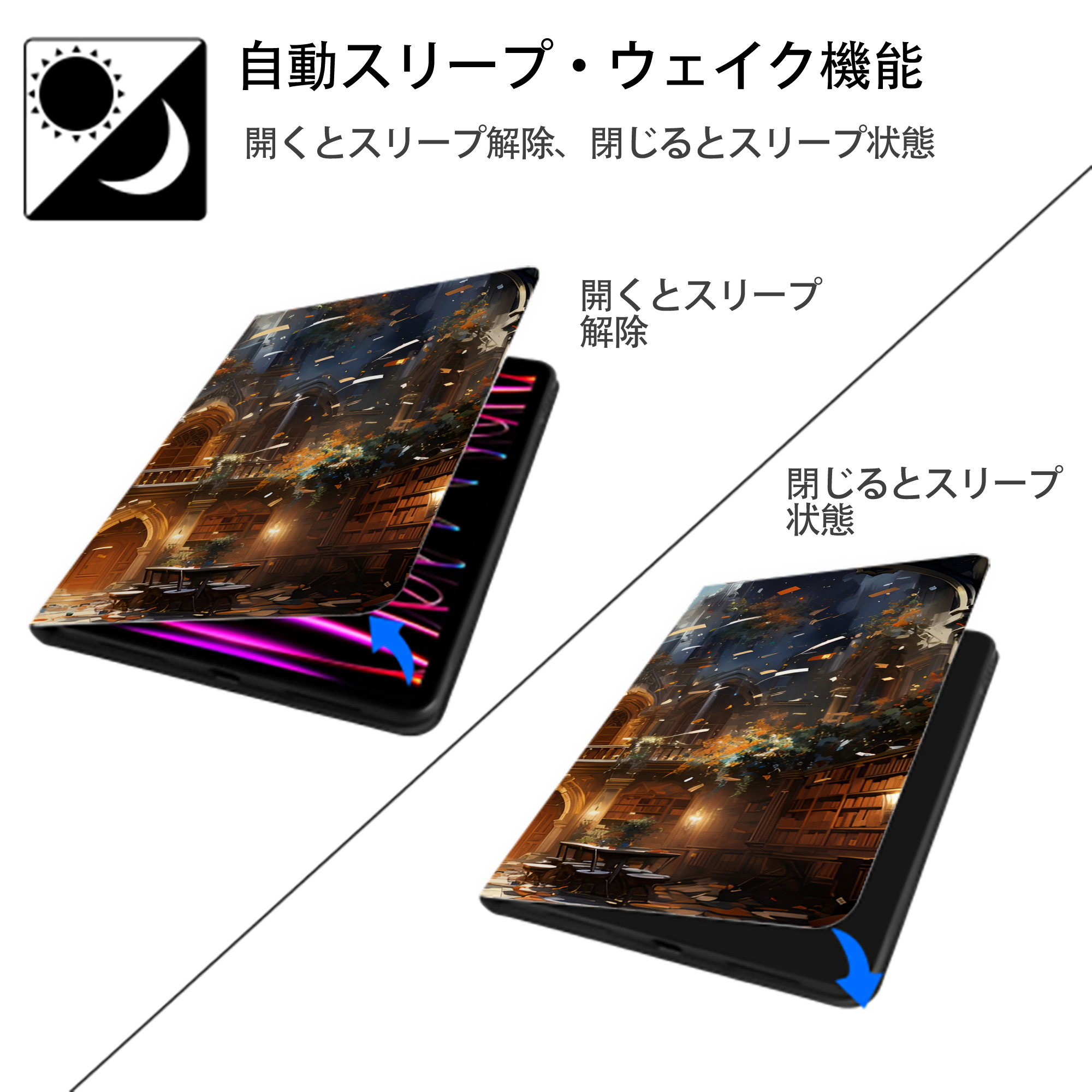 Harry Potter ハリー・ポッターシリーズ IPadケース ペンホルダー付き ブックスタイルデザイン