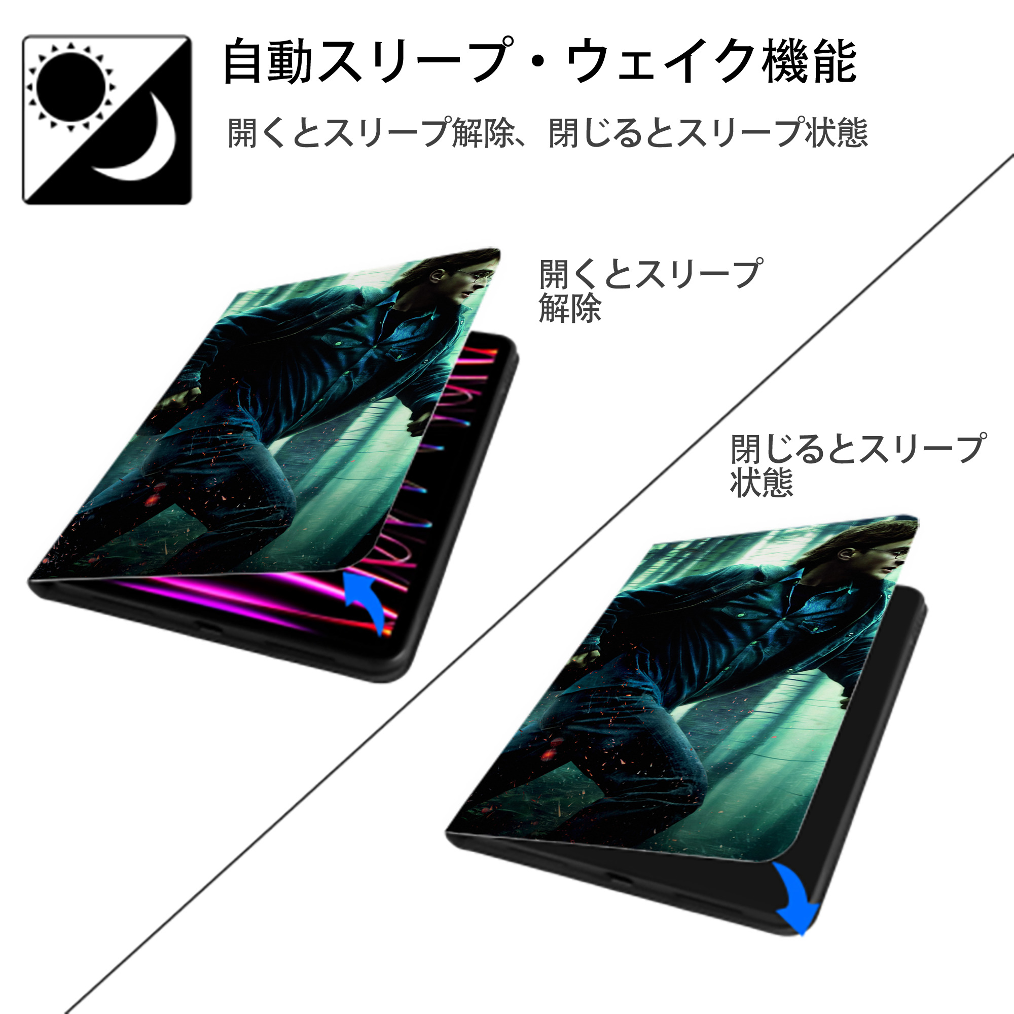 Harry Potter ハリー・ポッターシリーズ IPadケース ペンホルダー付き ブックスタイルデザイン