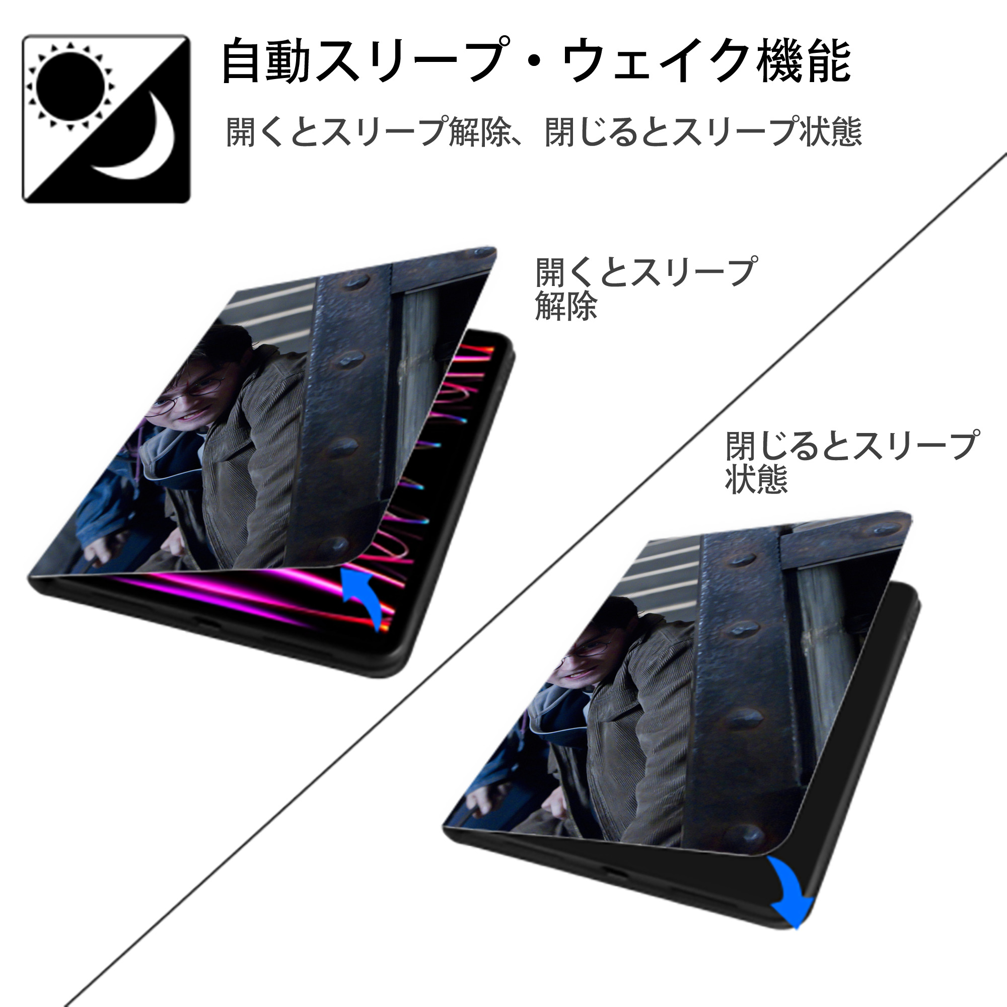 Harry Potter ハリー・ポッターシリーズ IPadケース ペンホルダー付き ブックスタイルデザイン