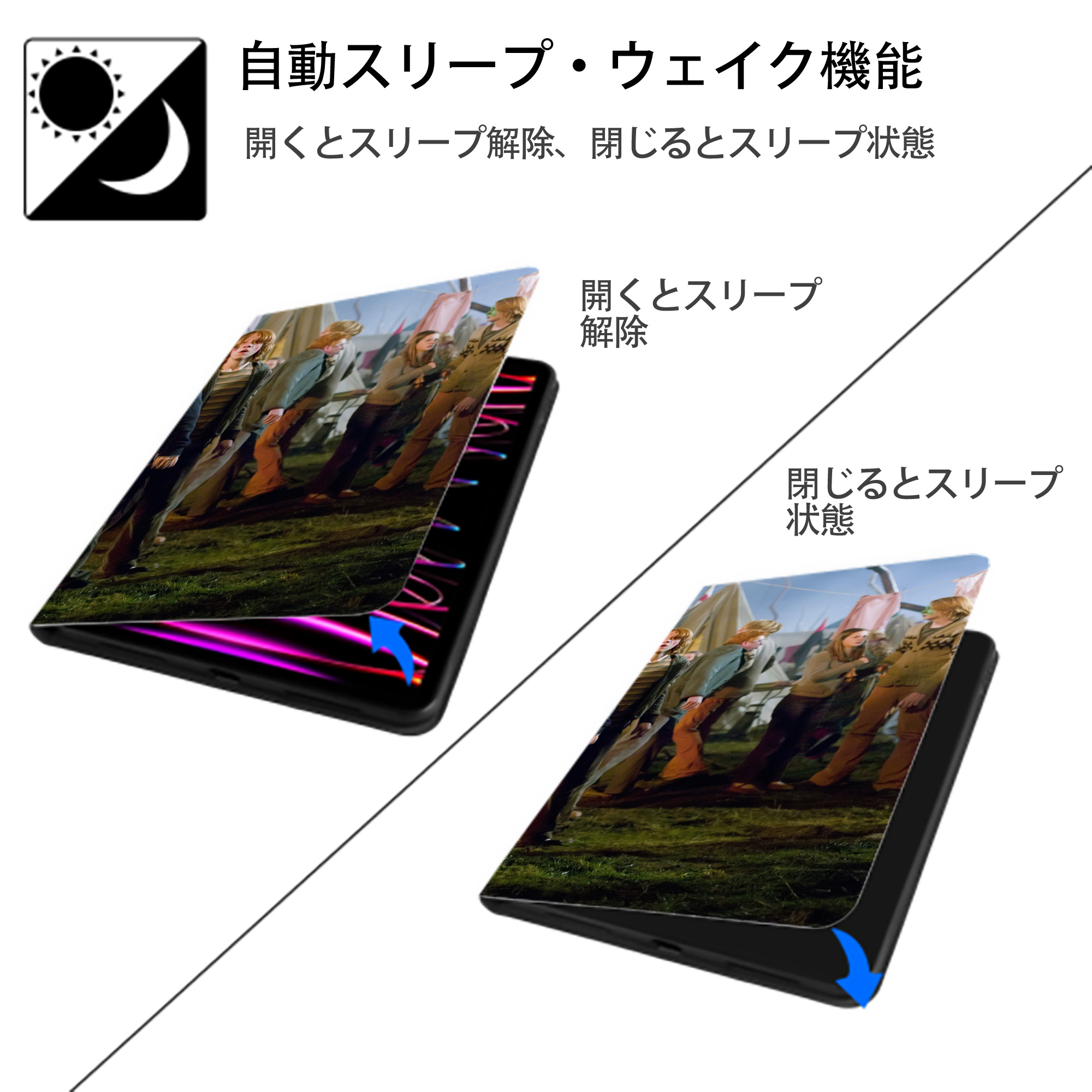 Harry Potter ハリー・ポッターシリーズ IPadケース ペンホルダー付き ブックスタイルデザイン