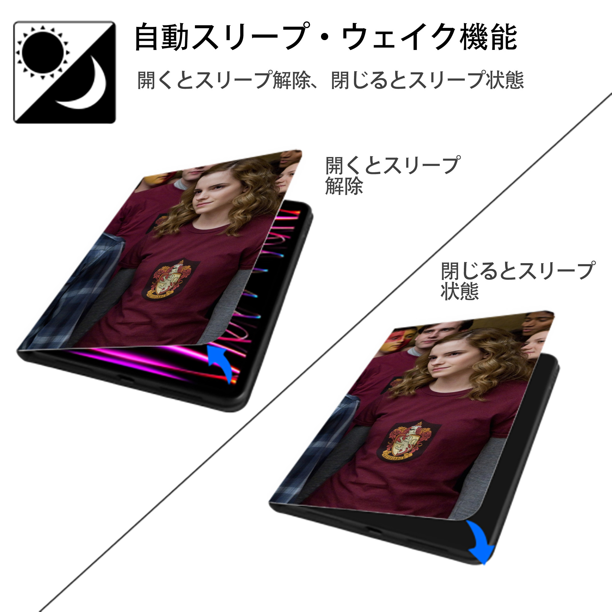 Harry Potter ハリー・ポッターシリーズ IPadケース ペンホルダー付き ブックスタイルデザイン
