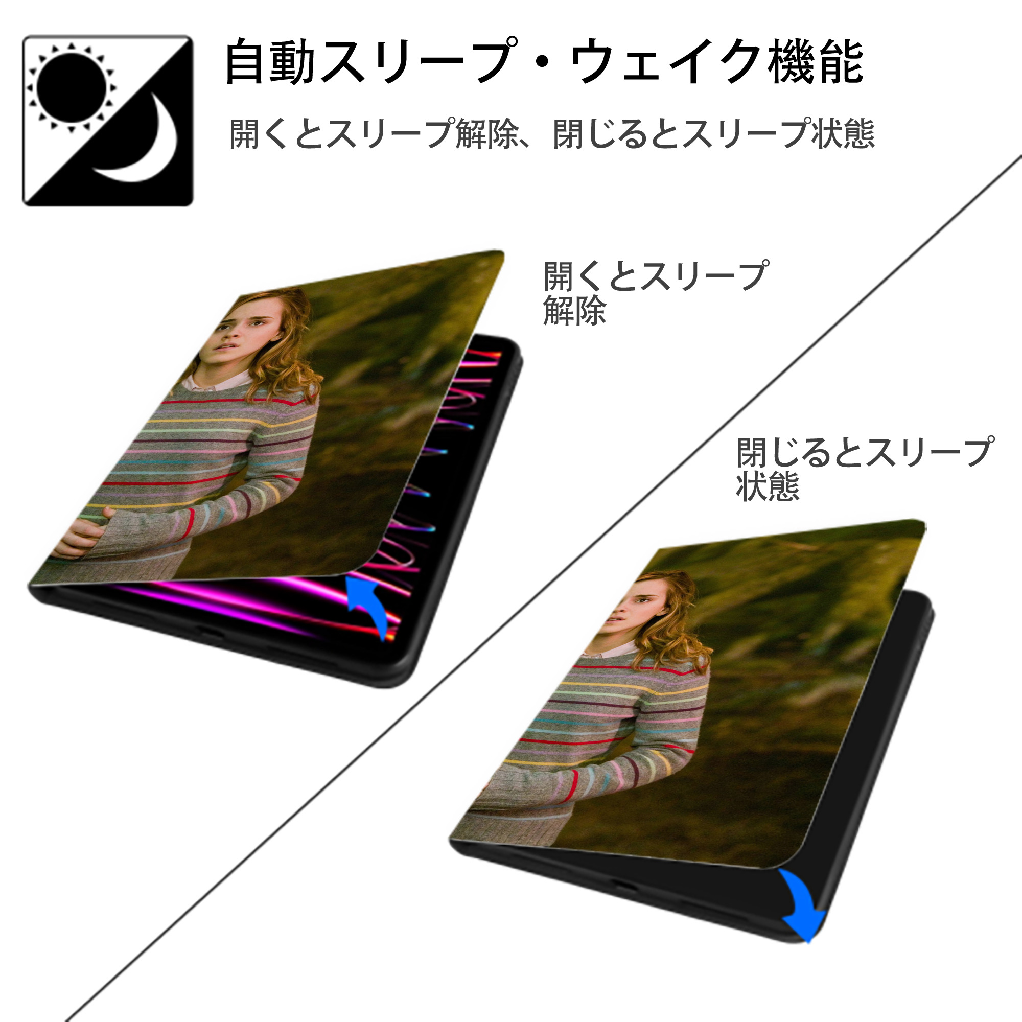 Harry Potter ハリー・ポッターシリーズ IPadケース ペンホルダー付き ブックスタイルデザイン