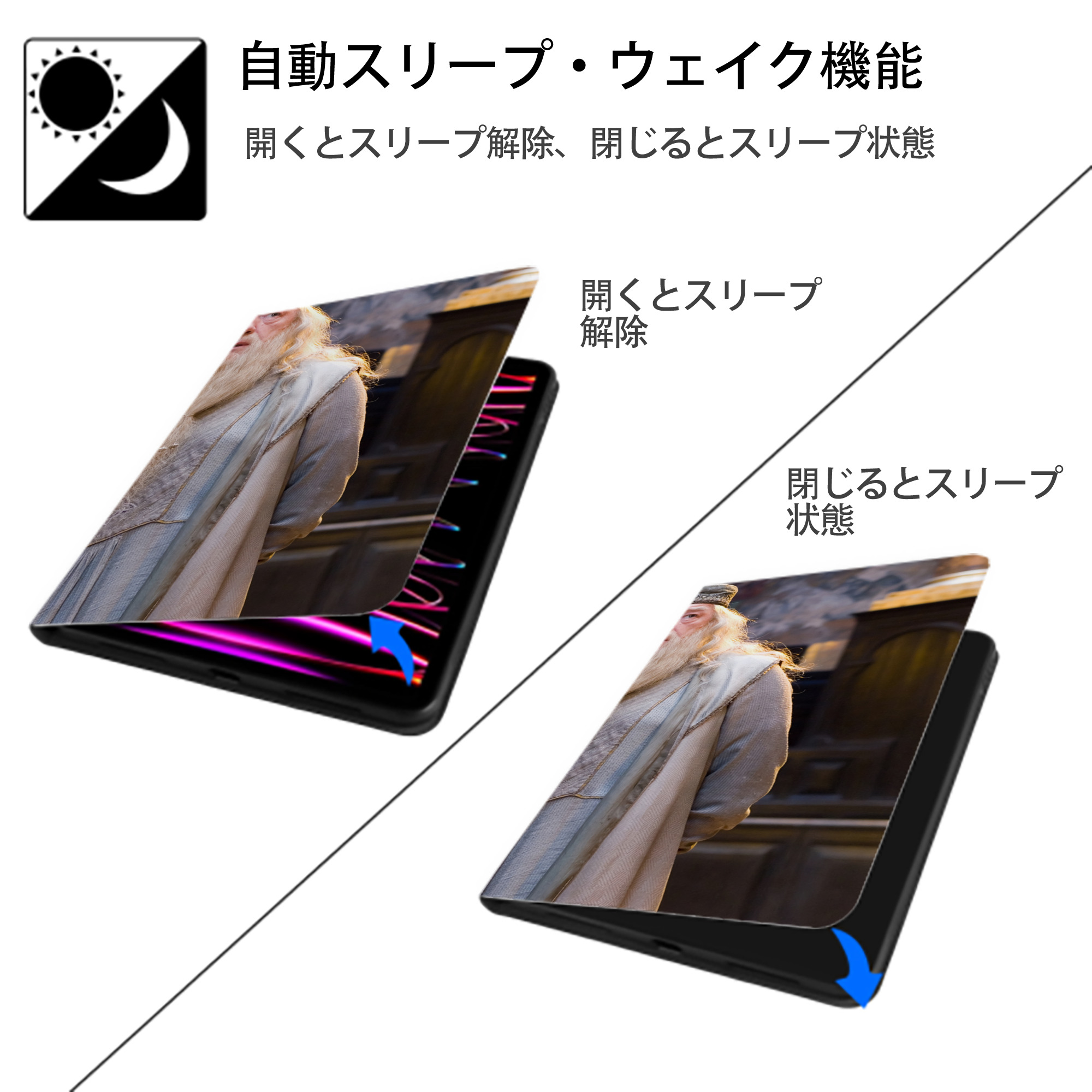 Harry Potter ハリー・ポッターシリーズ IPadケース ペンホルダー付き ブックスタイルデザイン