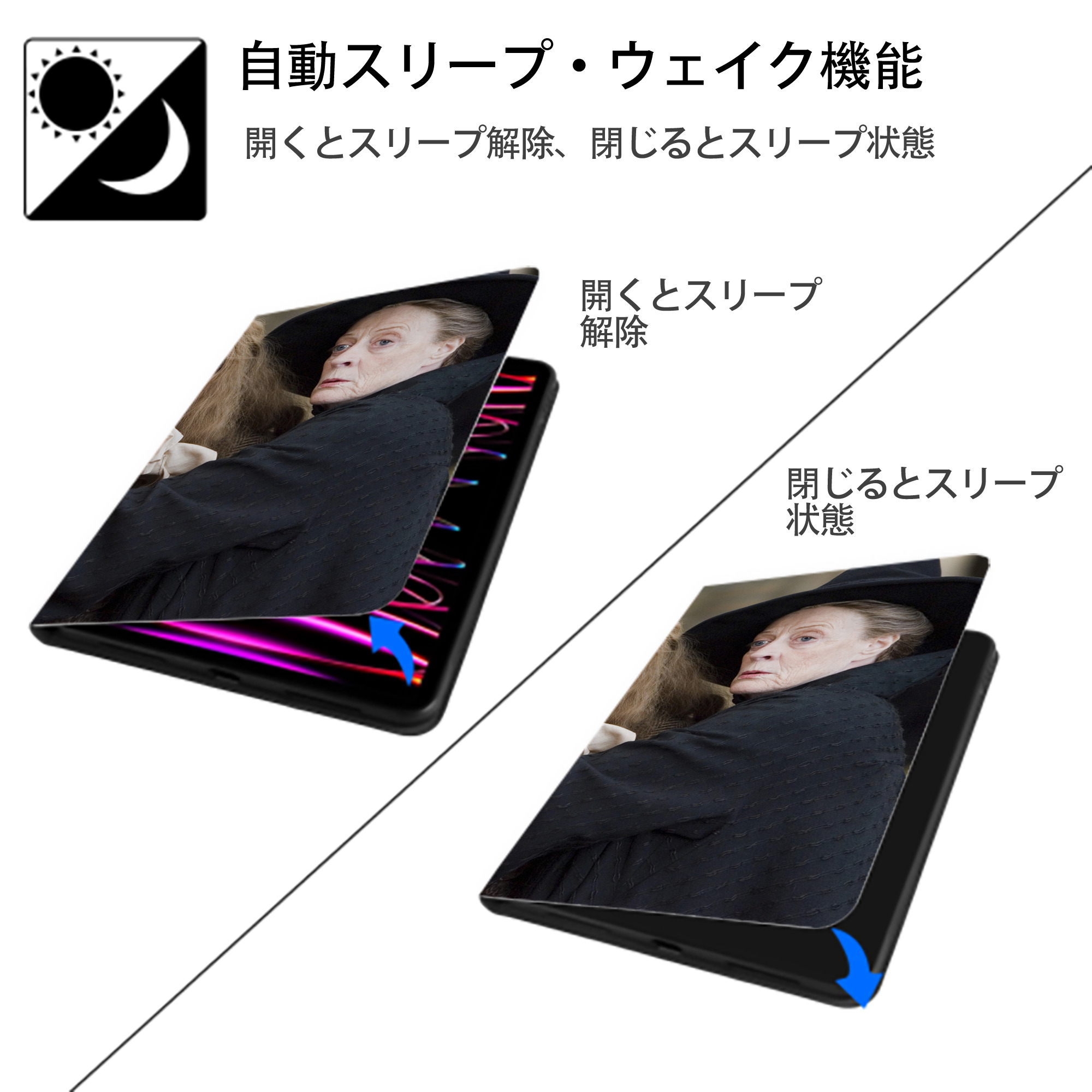 Harry Potter ハリー・ポッターシリーズ IPadケース ペンホルダー付き ブックスタイルデザイン