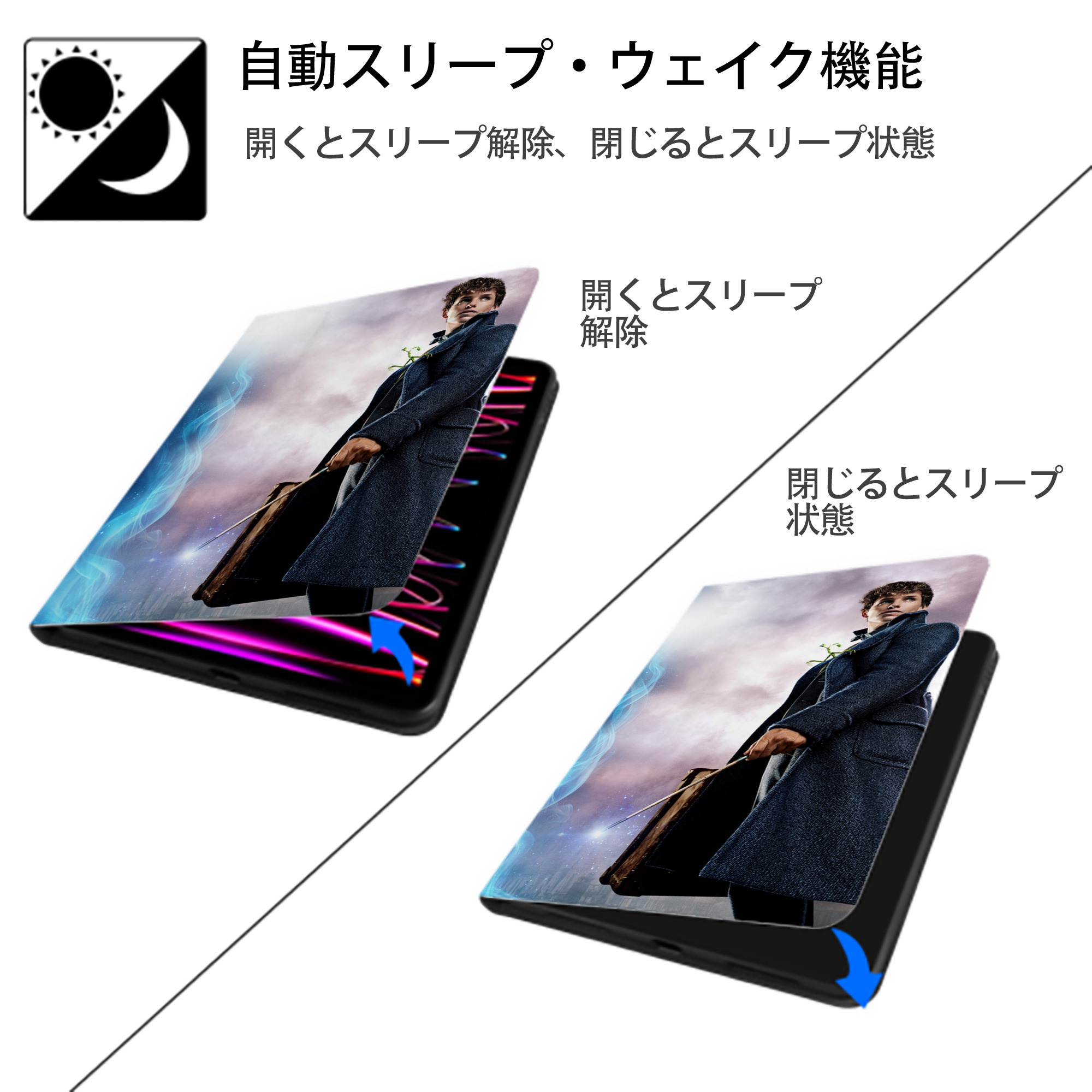 Harry Potter ハリー・ポッターシリーズ IPadケース ペンホルダー付き ブックスタイルデザイン