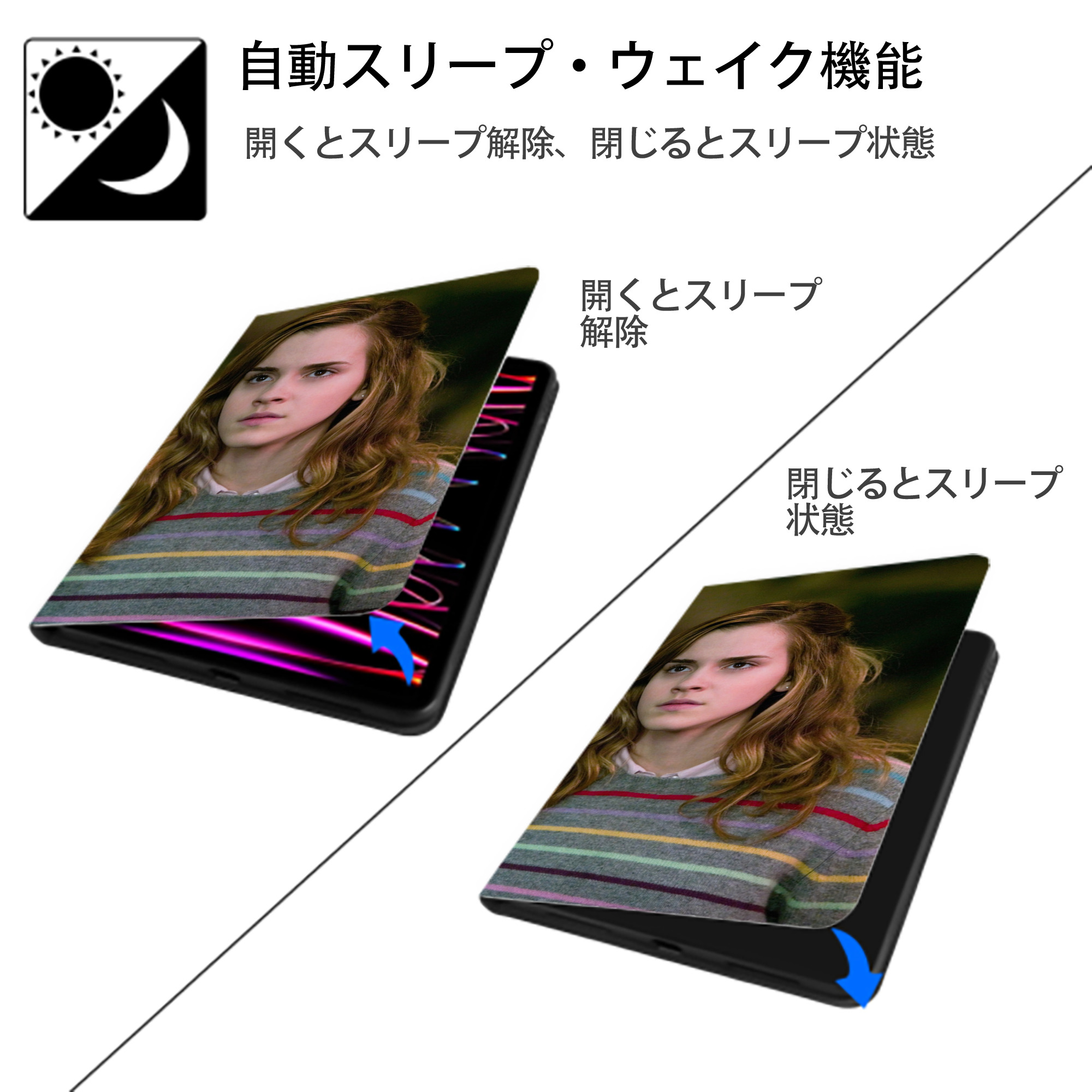 Harry Potter ハリー・ポッターシリーズ IPadケース ペンホルダー付き ブックスタイルデザイン
