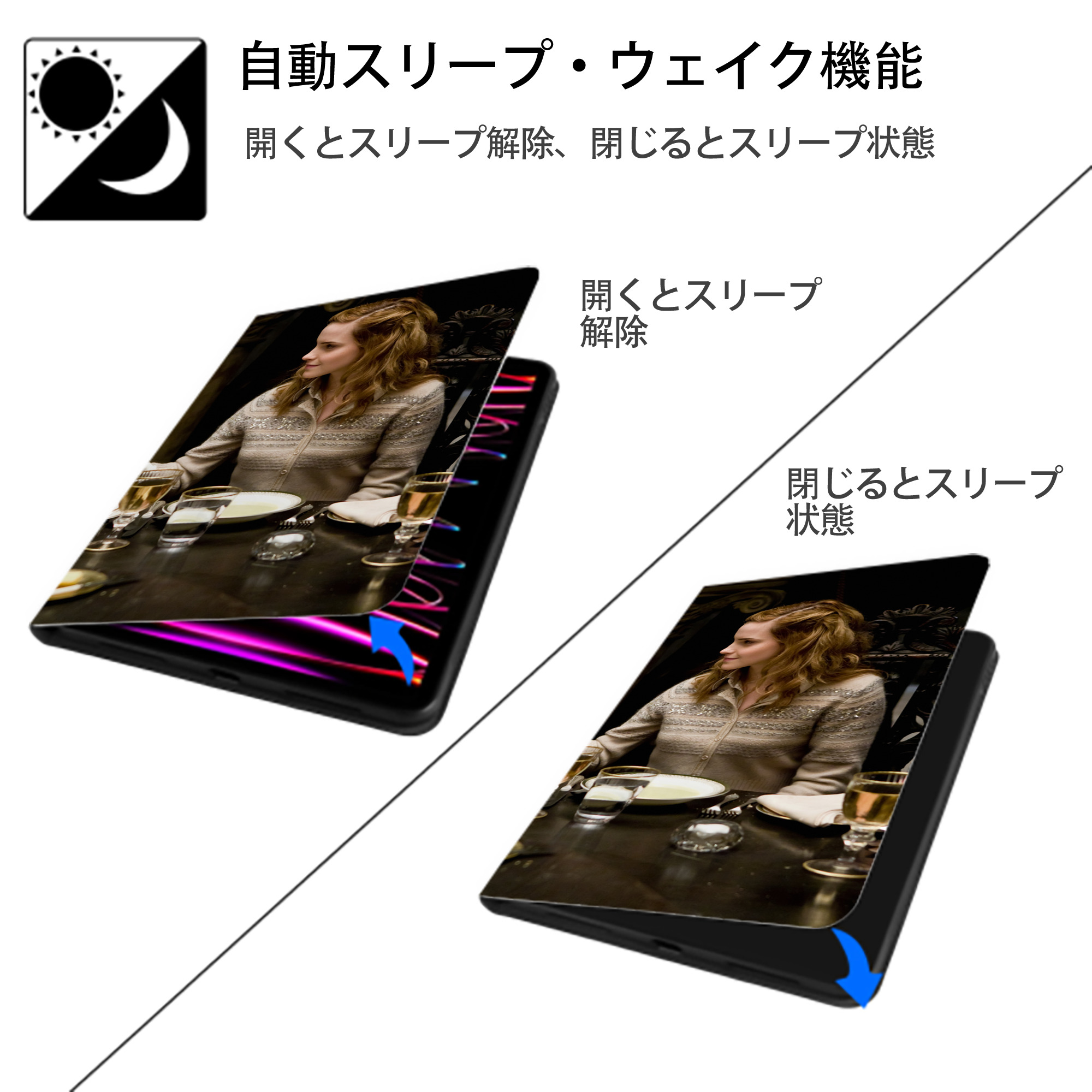 Harry Potter ハリー・ポッターシリーズ IPadケース ペンホルダー付き ブックスタイルデザイン