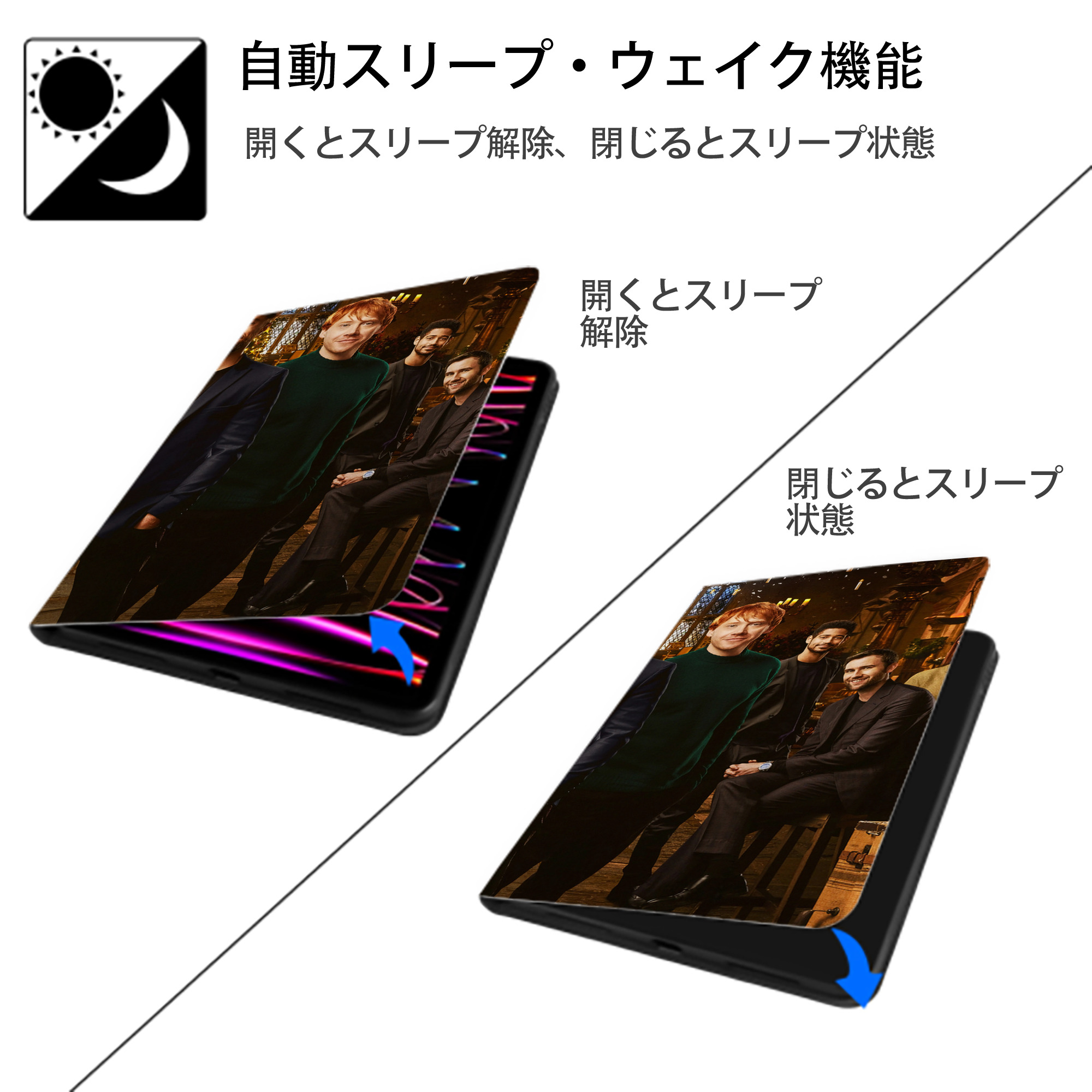 Harry Potter ハリー・ポッターシリーズ IPadケース ペンホルダー付き ブックスタイルデザイン