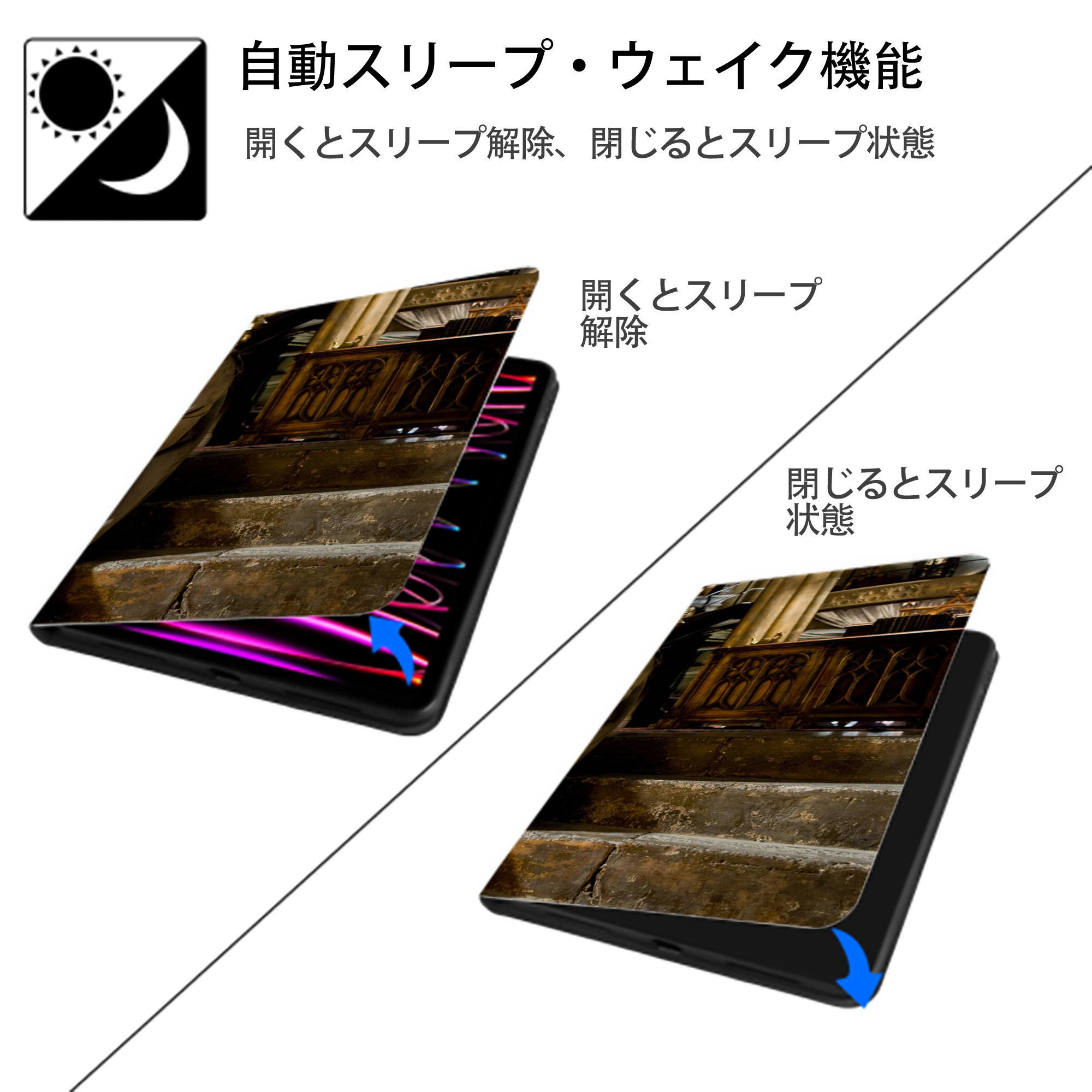 Harry Potter ハリー・ポッターシリーズ IPadケース ペンホルダー付き ブックスタイルデザイン