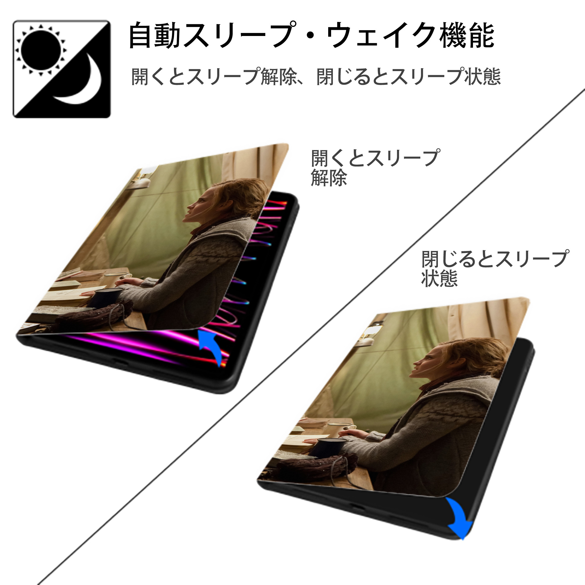 Harry Potter ハリー・ポッターシリーズ IPadケース ペンホルダー付き ブックスタイルデザイン