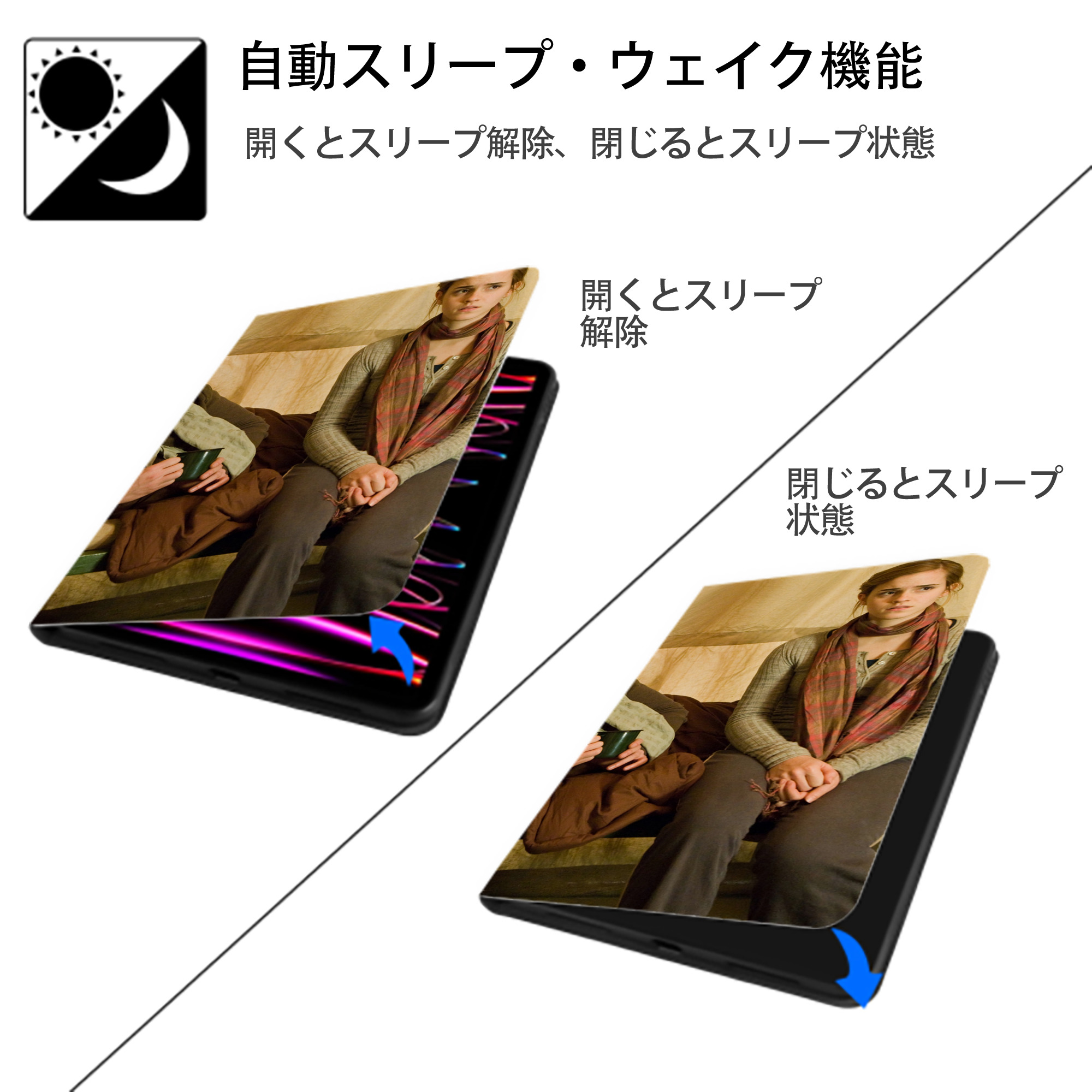 Harry Potter ハリー・ポッターシリーズ IPadケース ペンホルダー付き ブックスタイルデザイン