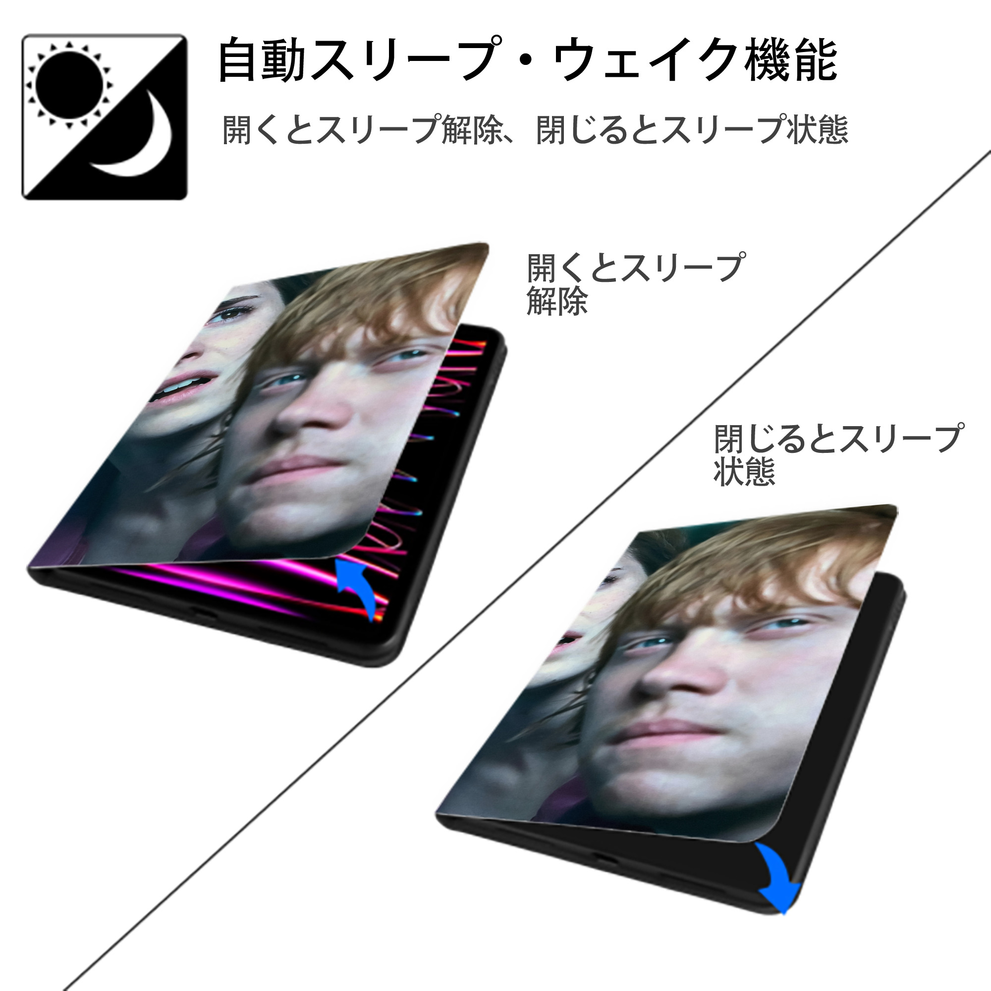 Harry Potter ハリー・ポッターシリーズ IPadケース ペンホルダー付き ブックスタイルデザイン