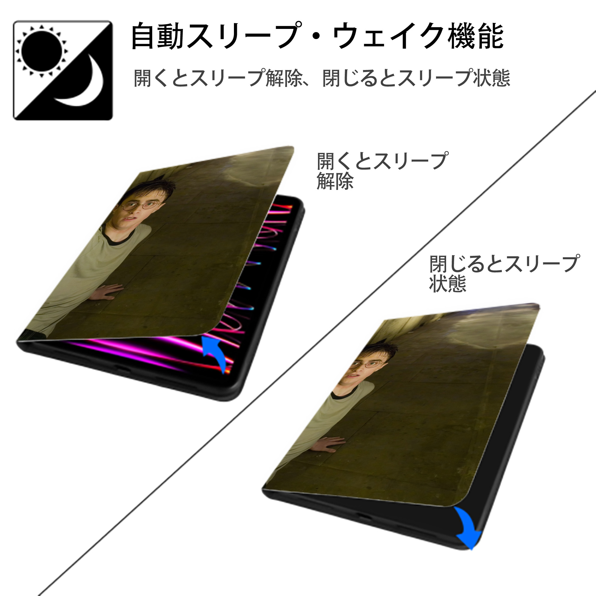 Harry Potter ハリー・ポッターシリーズ IPadケース ペンホルダー付き ブックスタイルデザイン