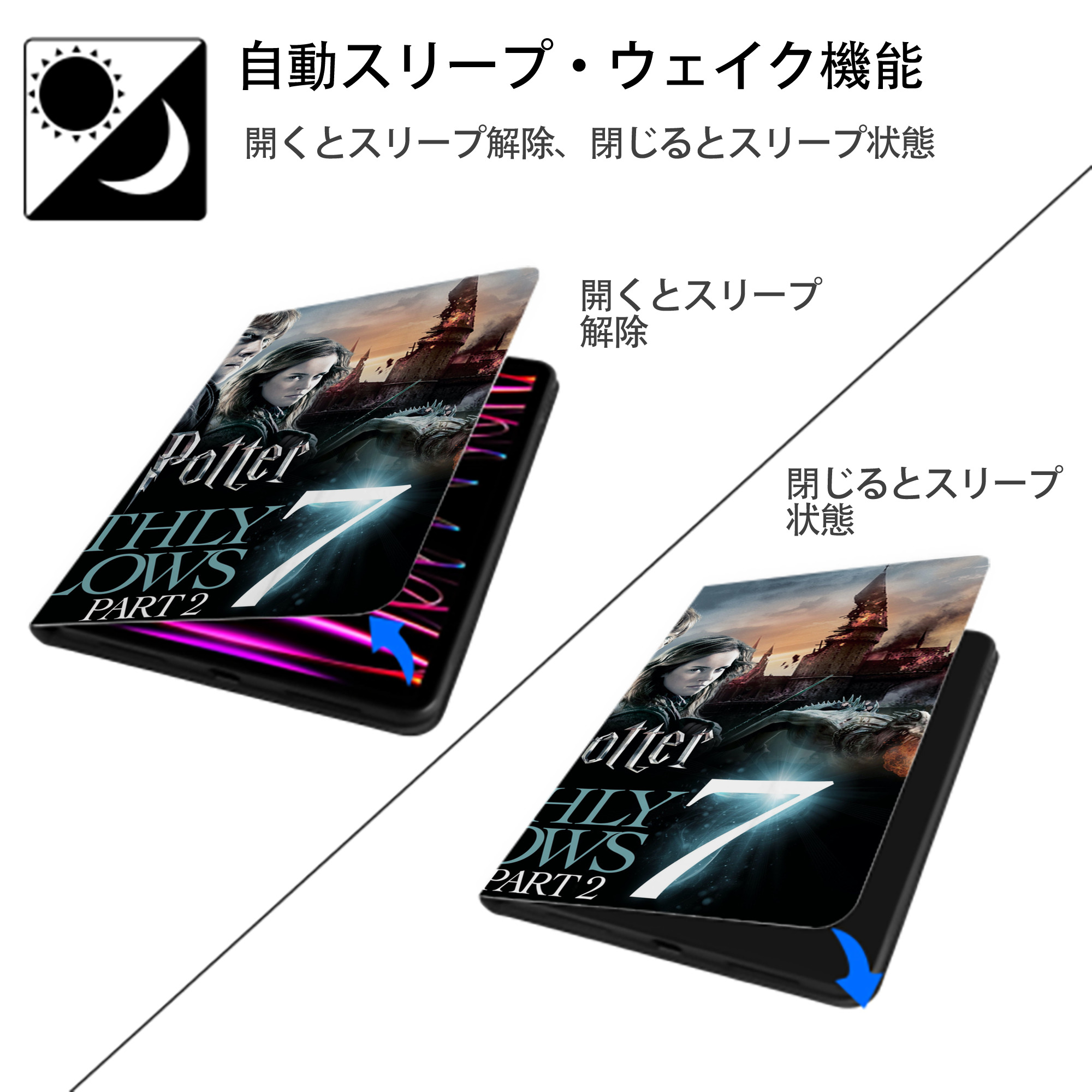 Harry Potter ハリー・ポッターシリーズ IPadケース ペンホルダー付き ブックスタイルデザイン