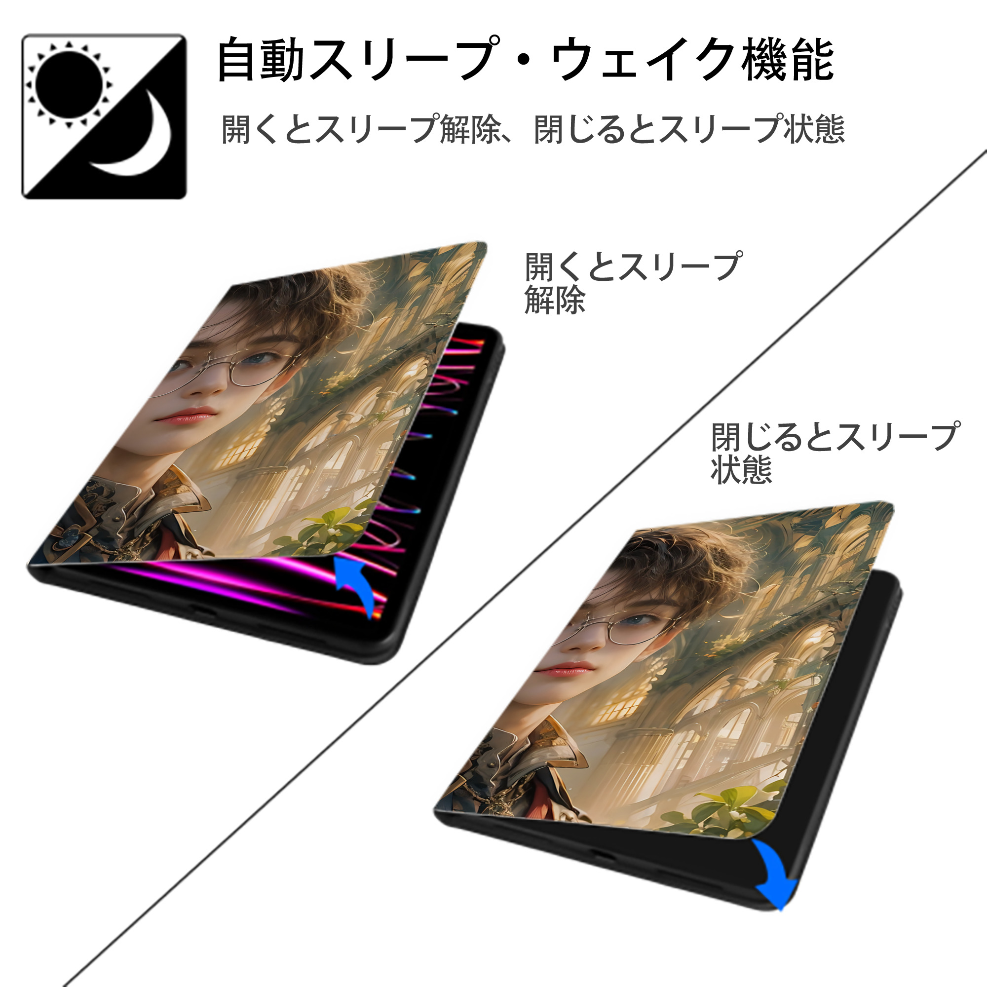 Harry Potter ハリー・ポッターシリーズ IPadケース ペンホルダー付き ブックスタイルデザイン
