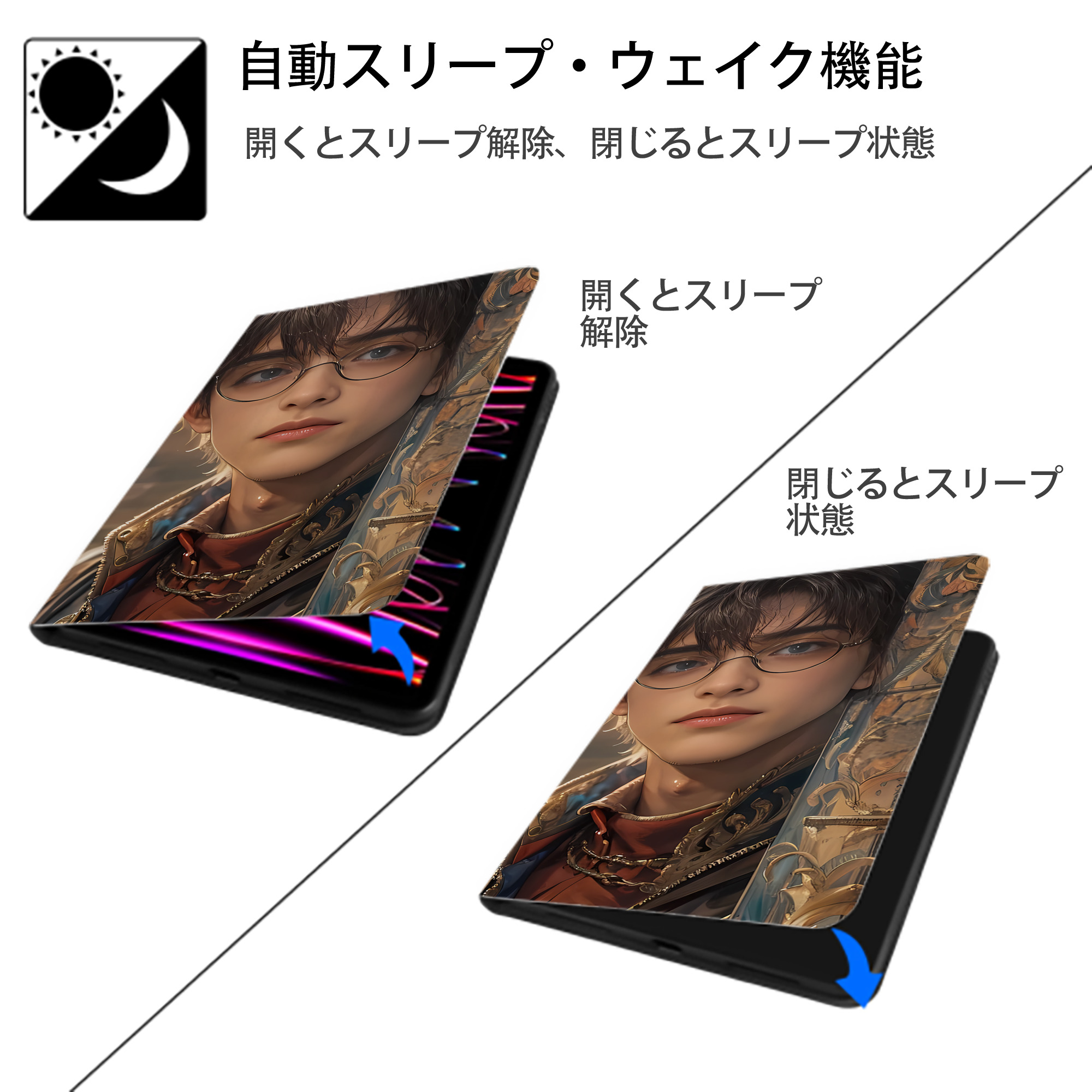 Harry Potter ハリー・ポッターシリーズ IPadケース ペンホルダー付き ブックスタイルデザイン