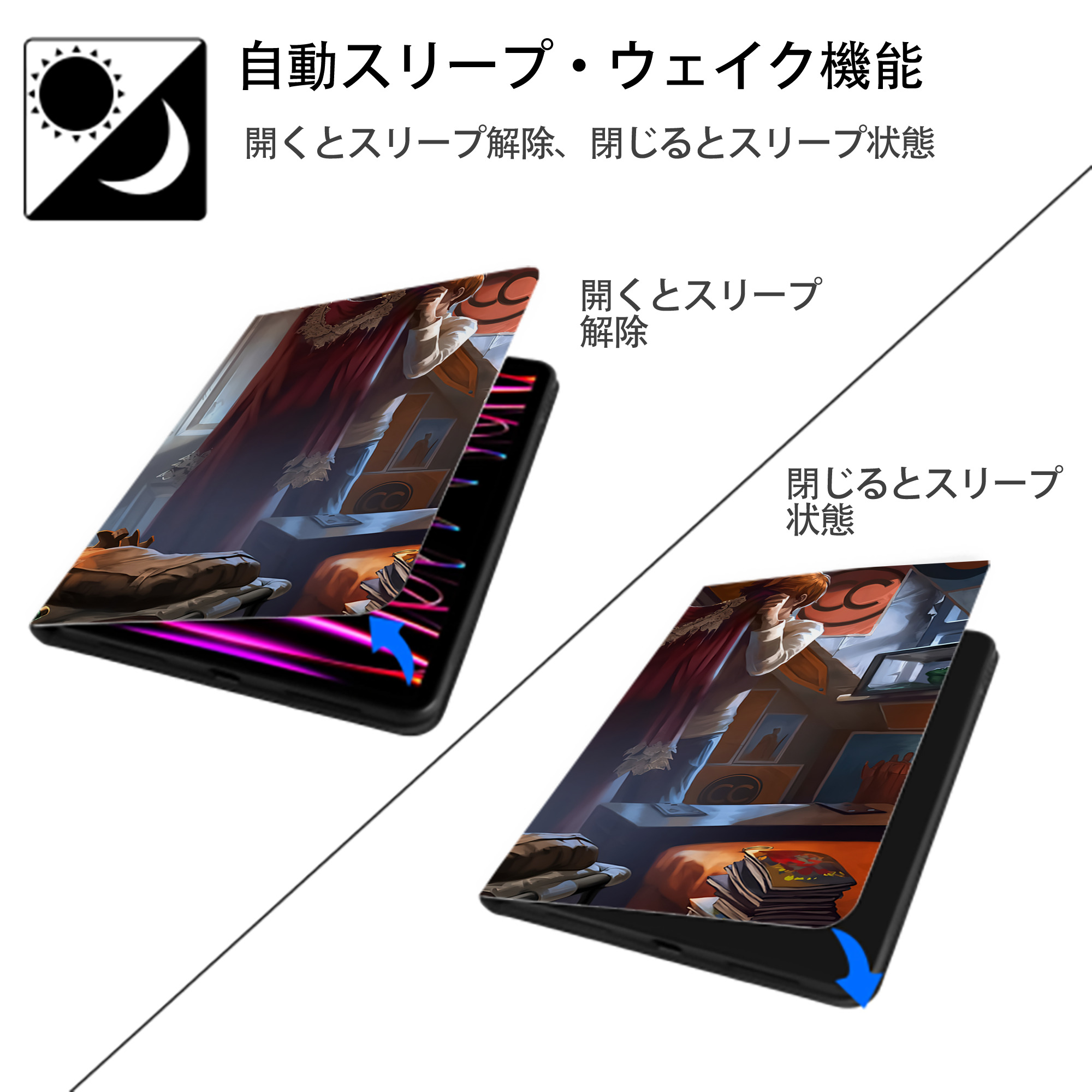 Harry Potter ハリー・ポッターシリーズ IPadケース ペンホルダー付き ブックスタイルデザイン
