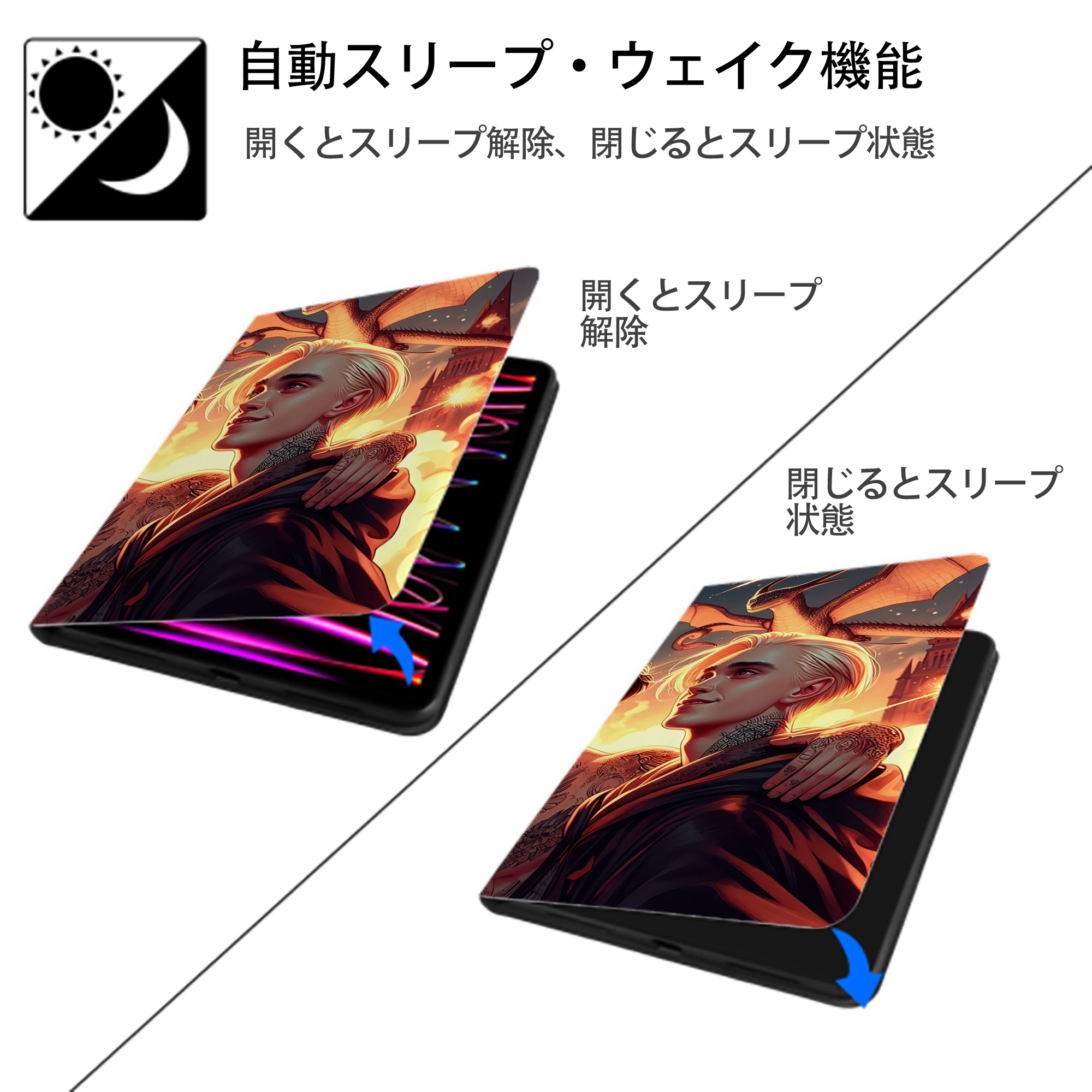 Harry Potter ハリー・ポッターシリーズ IPadケース ペンホルダー付き ブックスタイルデザイン