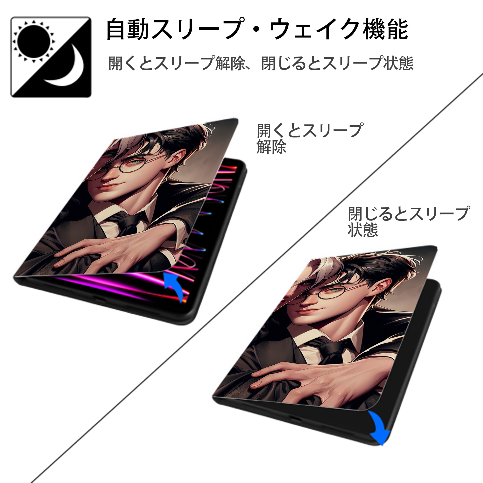 Harry Potter ハリー・ポッターシリーズ IPadケース ペンホルダー付き ブックスタイルデザイン