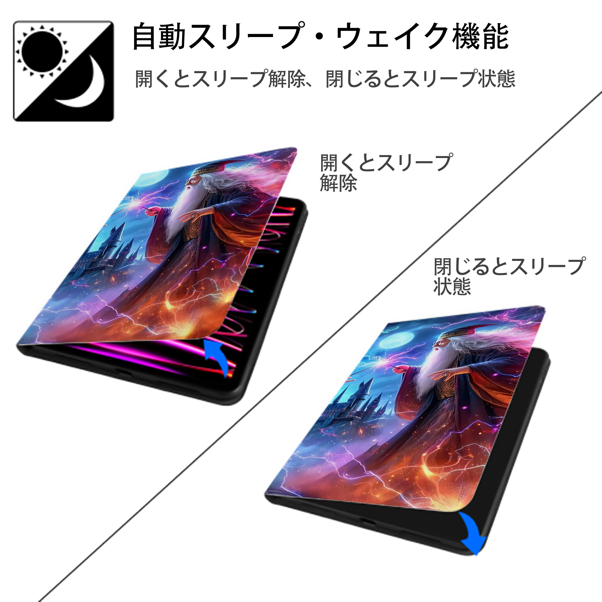 Harry Potter ハリー・ポッターシリーズ IPadケース ペンホルダー付き ブックスタイルデザイン