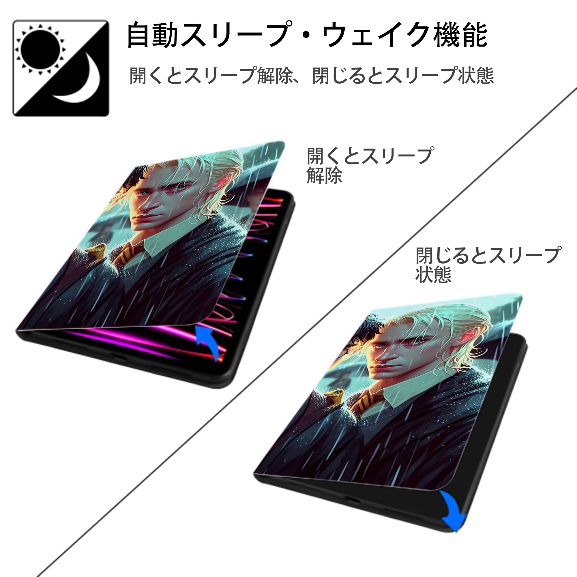 Harry Potter ハリー・ポッターシリーズ IPadケース ペンホルダー付き ブックスタイルデザイン