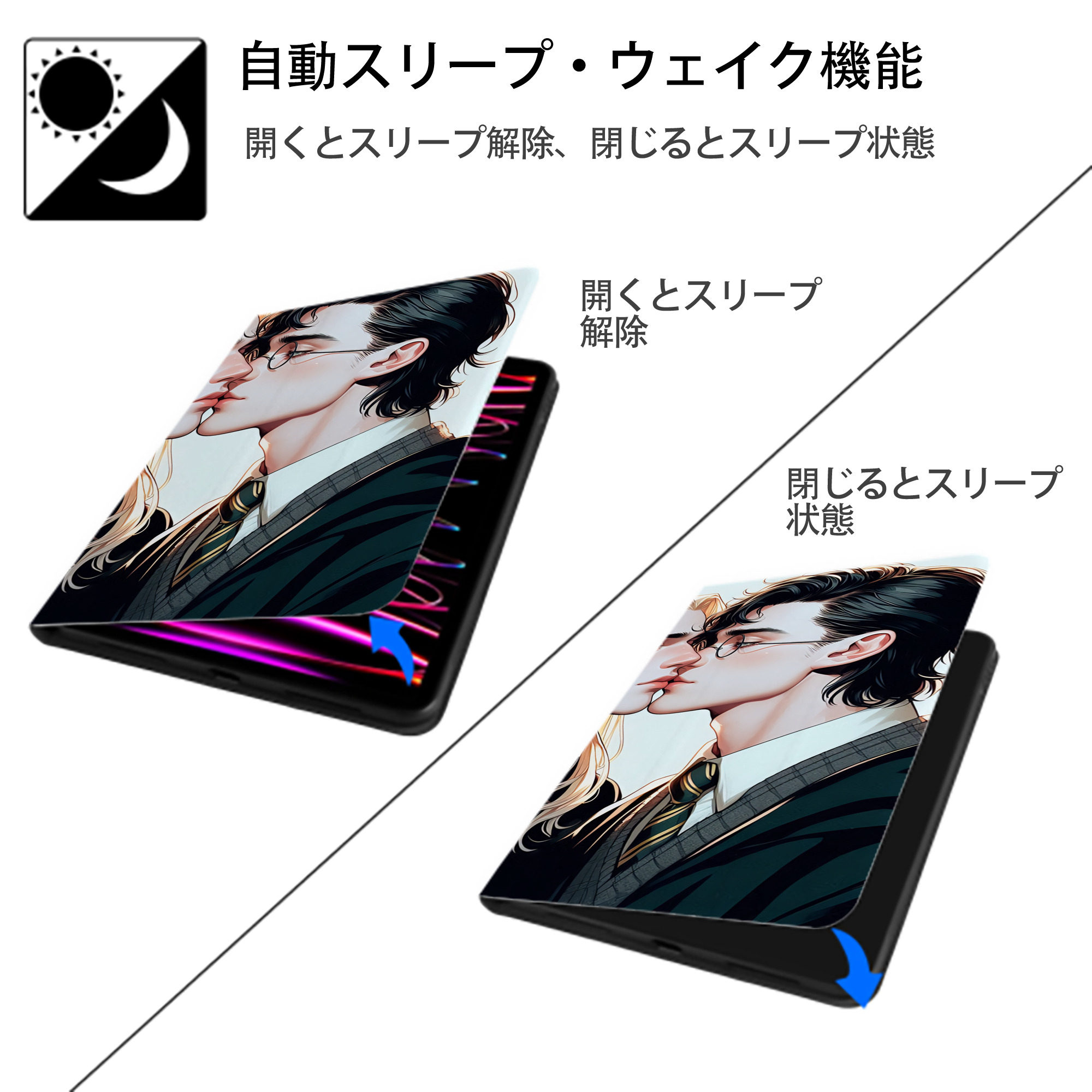 Harry Potter ハリー・ポッターシリーズ IPadケース ペンホルダー付き ブックスタイルデザイン