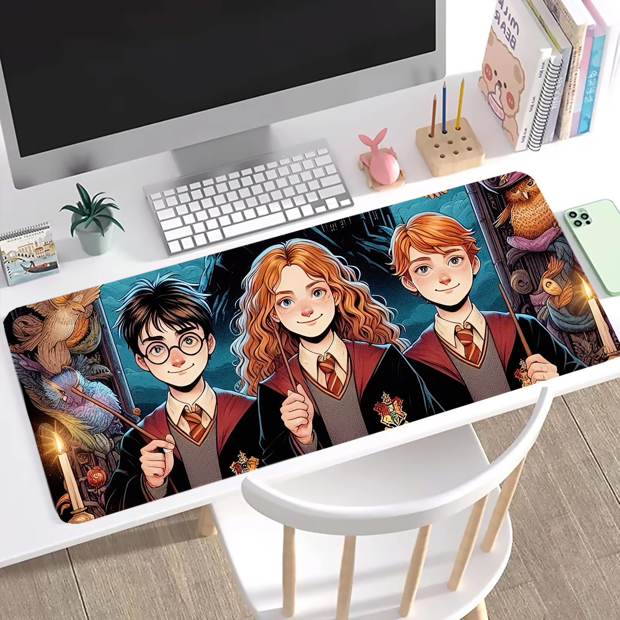 （画像用） Harry Potter ハリー・ポッターシリーズ ステッチ加工 大判デスクマット／滑り止めマウスパッド