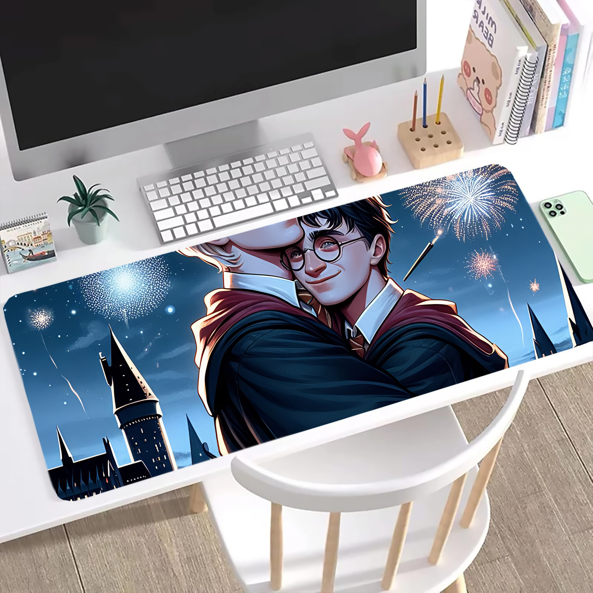 （画像用） Harry Potter ハリー・ポッターシリーズ ステッチ加工 大判デスクマット／滑り止めマウスパッド