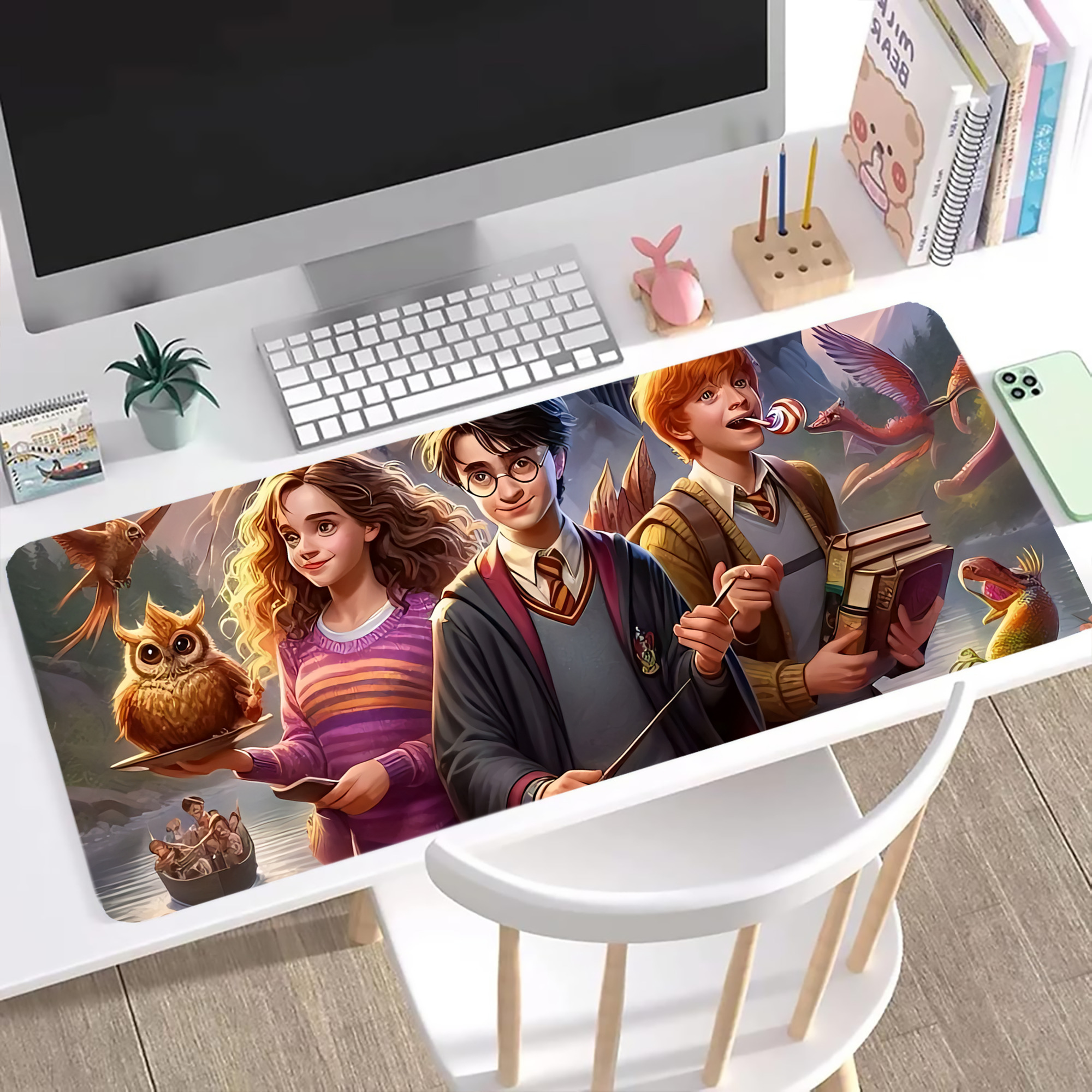 （画像用） Harry Potter ハリー・ポッターシリーズ ステッチ加工 大判デスクマット／滑り止めマウスパッド