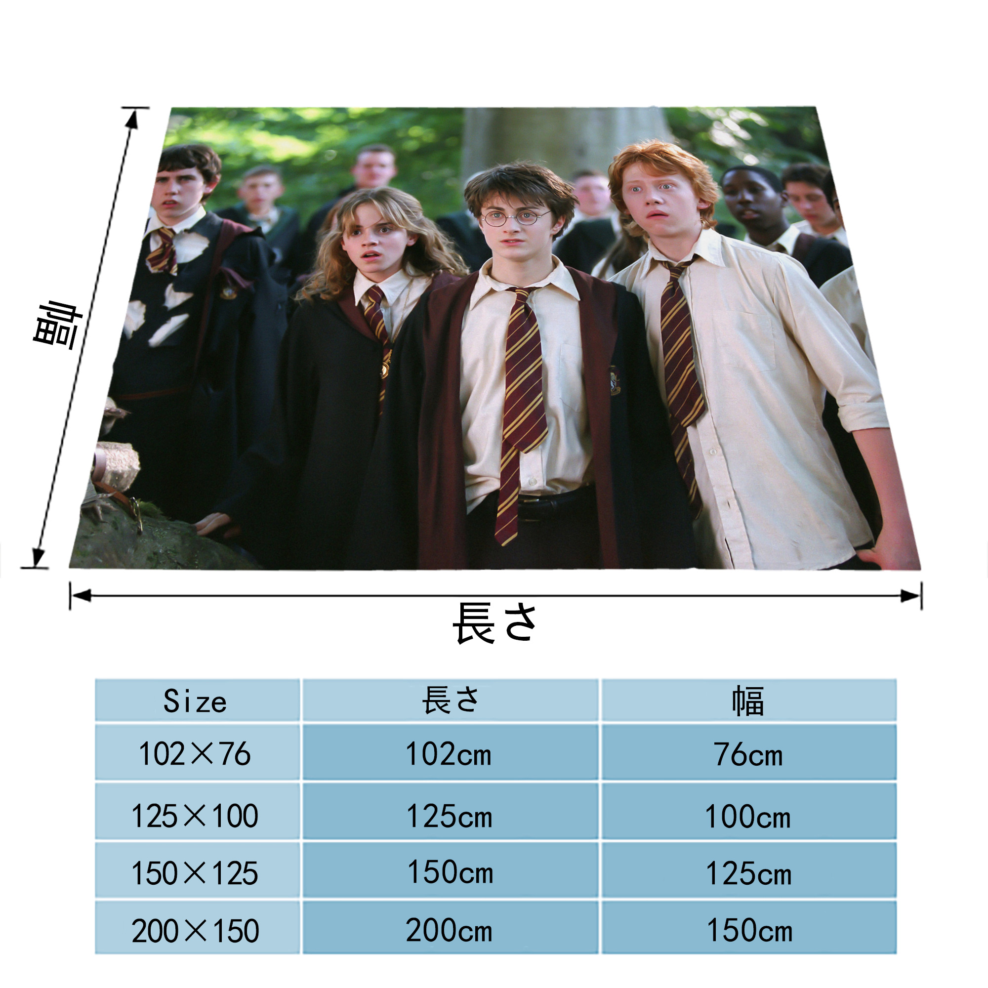 Harry Potter ハリー・ポッターシリーズ フランネルブランケット・多サイズ対応（横型）