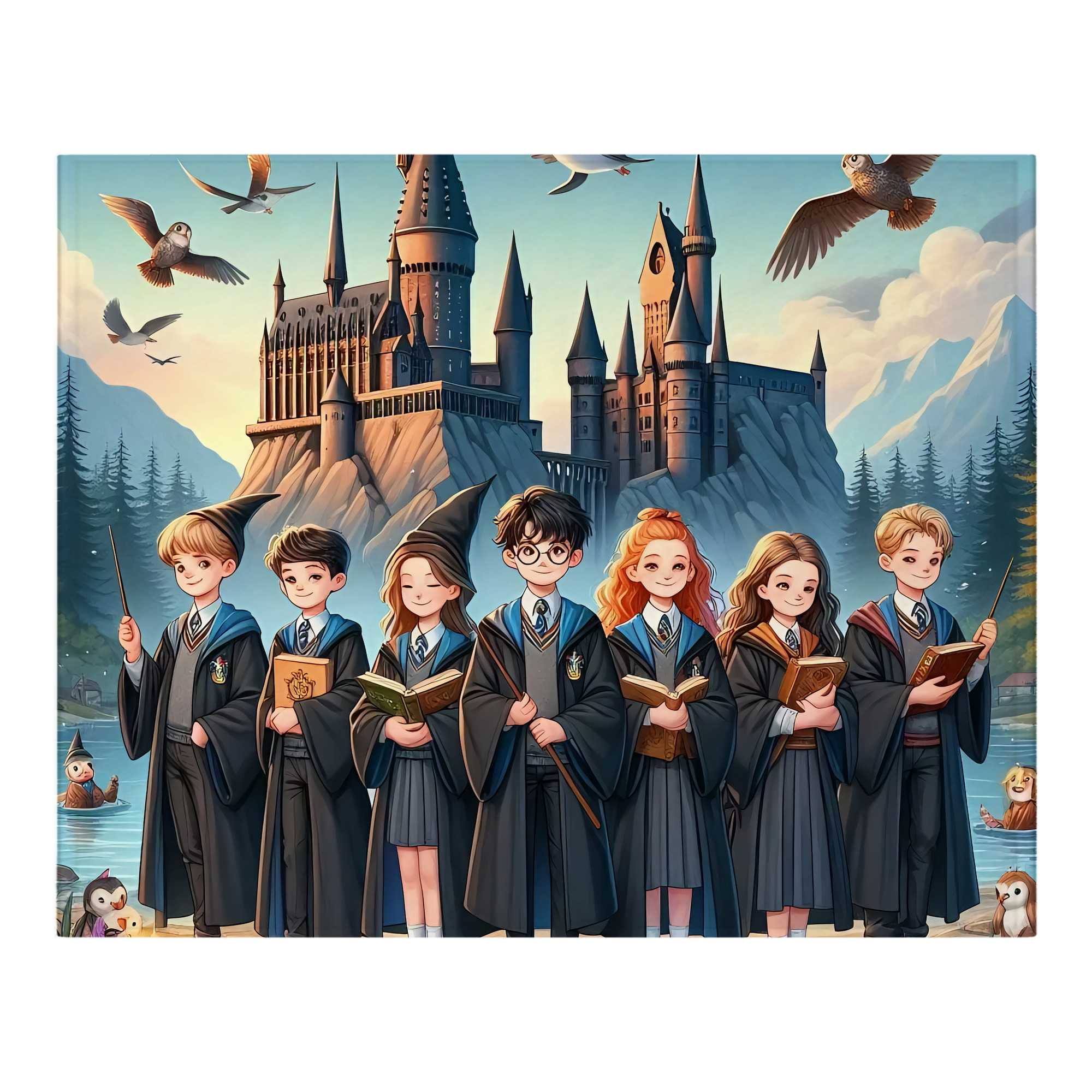 （画像用） Harry Potter ハリー・ポッターシリーズ フランネルブランケット・多サイズ対応（横型）