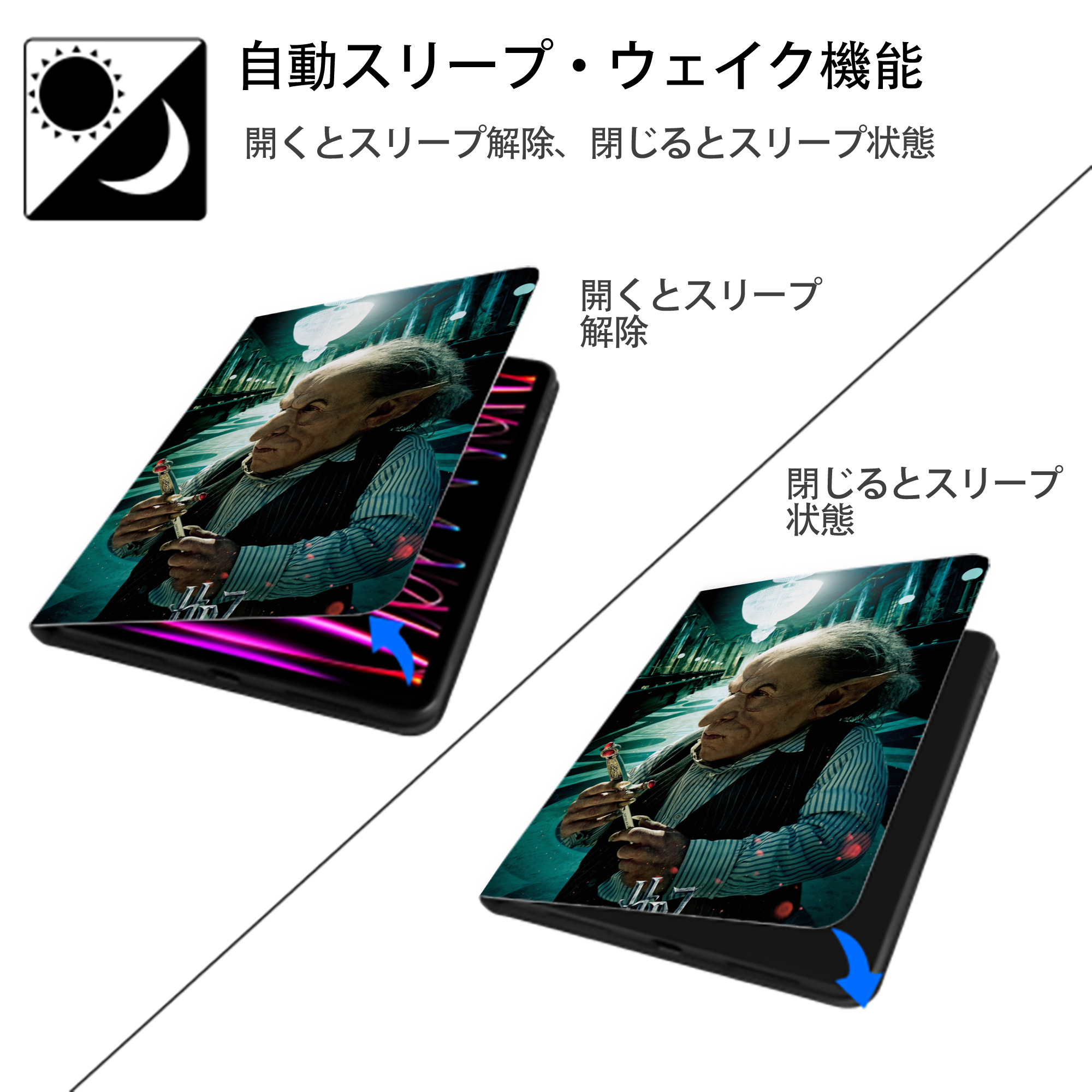 Harry Potter ハリー・ポッターシリーズ IPad ケース ペン収納付き 三つ折りスタンド PUレザー×シリコン 対応機種9.5/10.5/10.9インチ