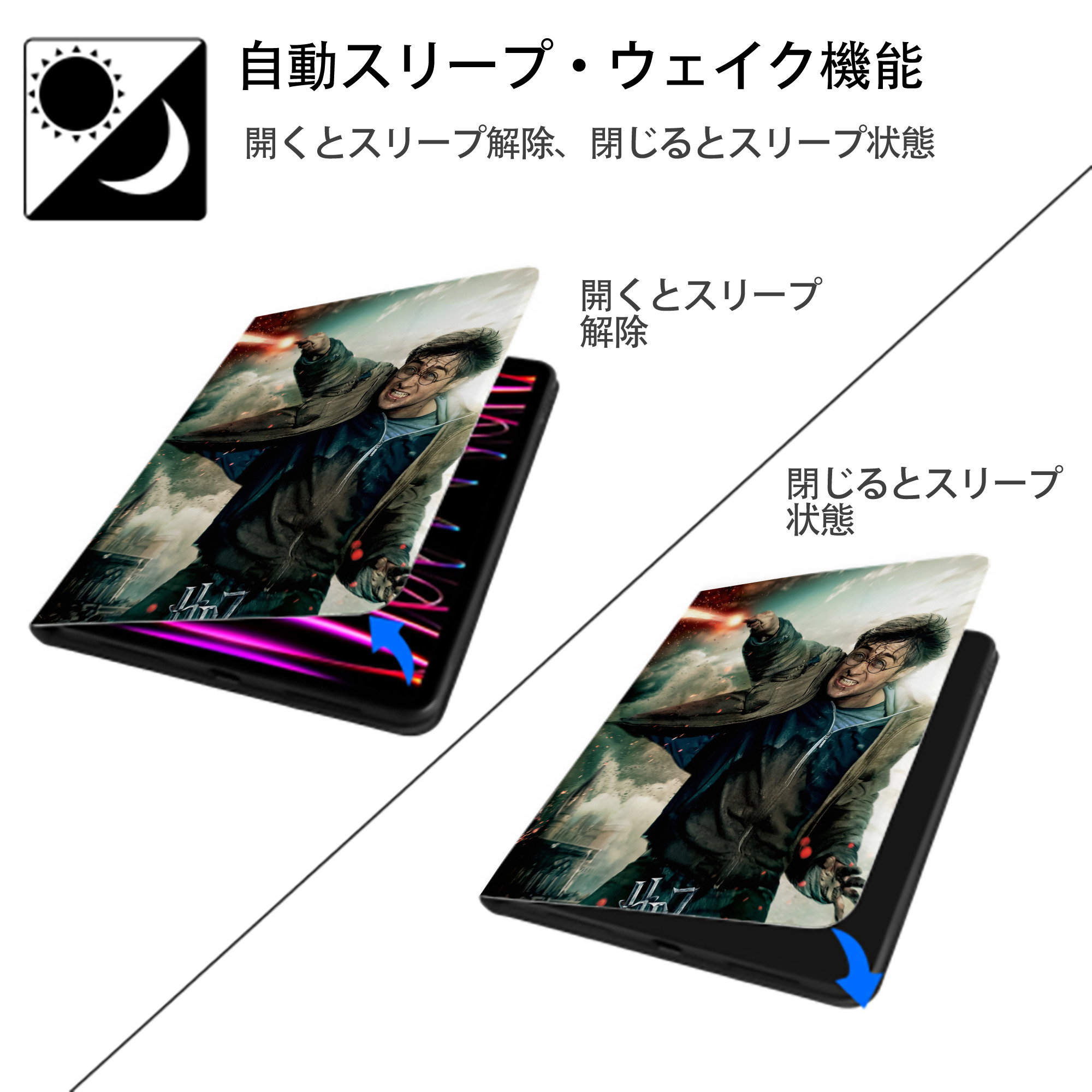 Harry Potter ハリー・ポッターシリーズ IPad ケース ペン収納付き 三つ折りスタンド PUレザー×シリコン 対応機種9.5/10.5/10.9インチ