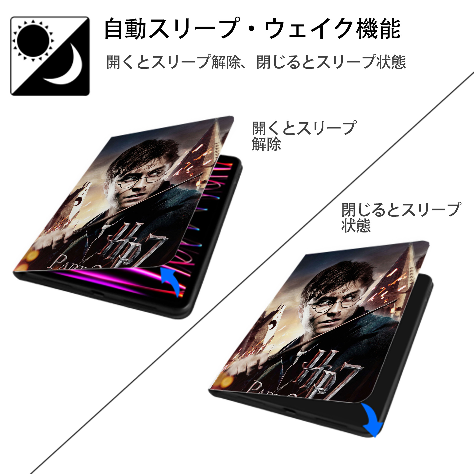 Harry Potter ハリー・ポッターシリーズ IPad ケース ペン収納付き 三つ折りスタンド PUレザー×シリコン 対応機種9.5/10.5/10.9インチ