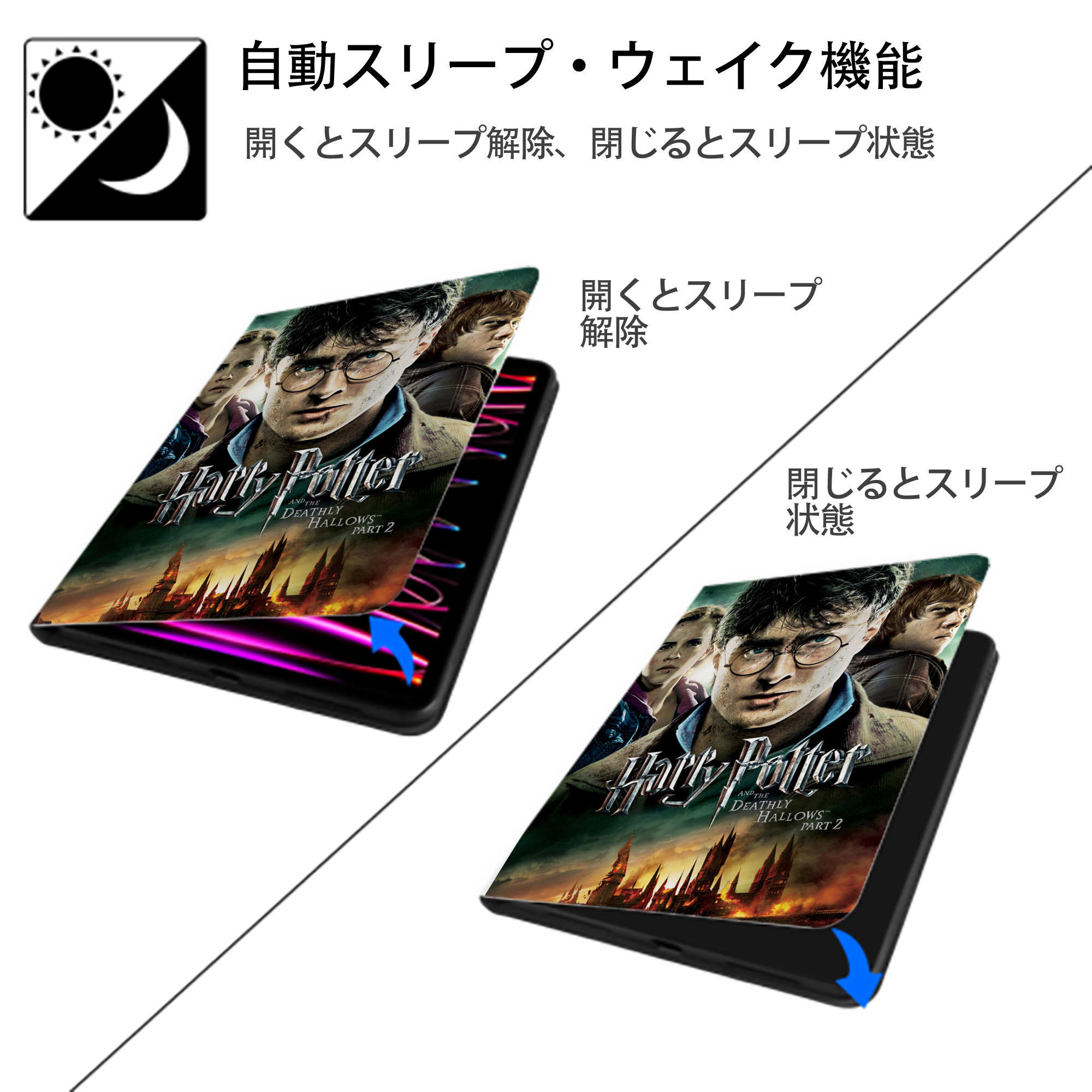 Harry Potter ハリー・ポッターシリーズ IPad ケース ペン収納付き 三つ折りスタンド PUレザー×シリコン 対応機種9.5/10.5/10.9インチ