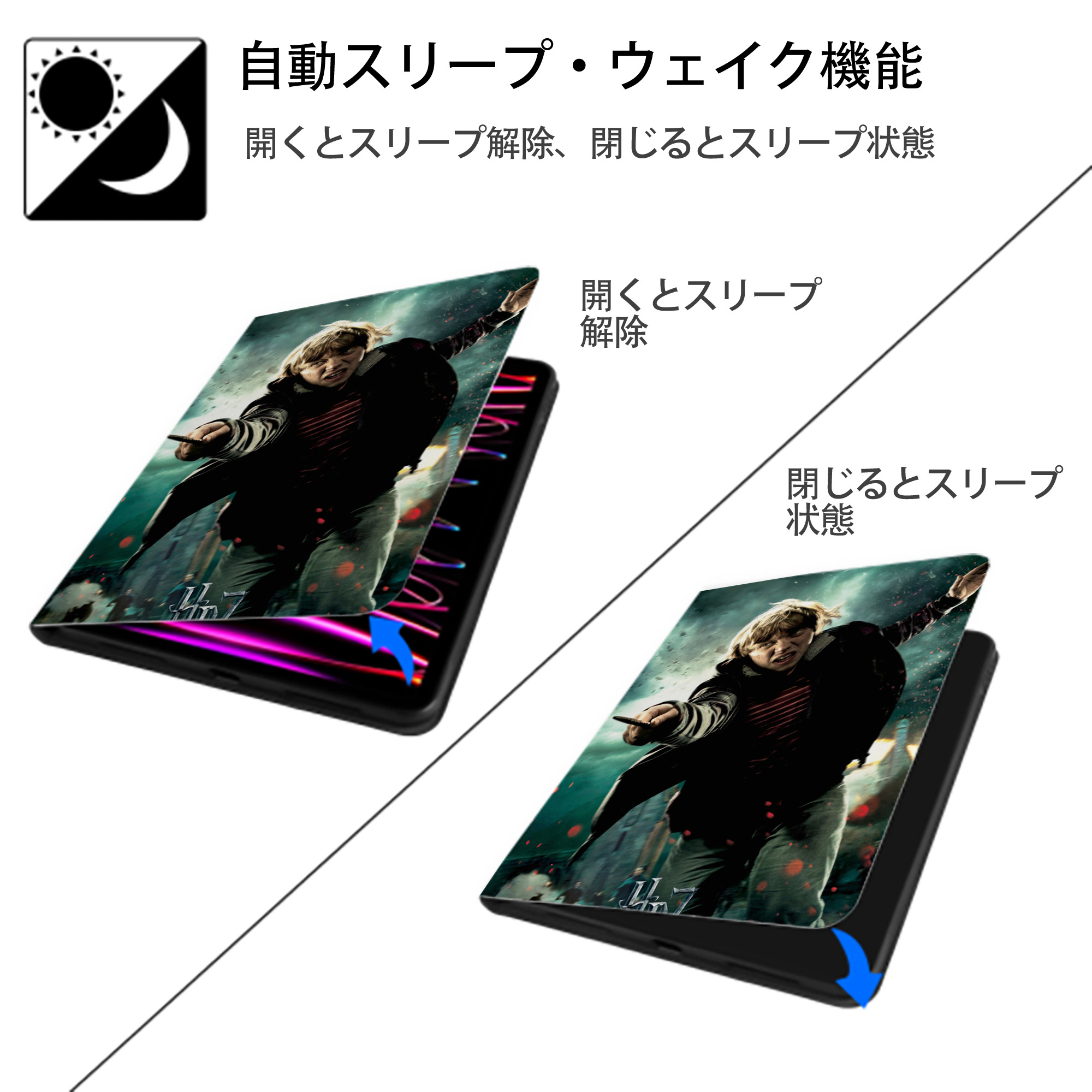 Harry Potter ハリー・ポッターシリーズ IPad ケース ペン収納付き 三つ折りスタンド PUレザー×シリコン 対応機種9.5/10.5/10.9インチ