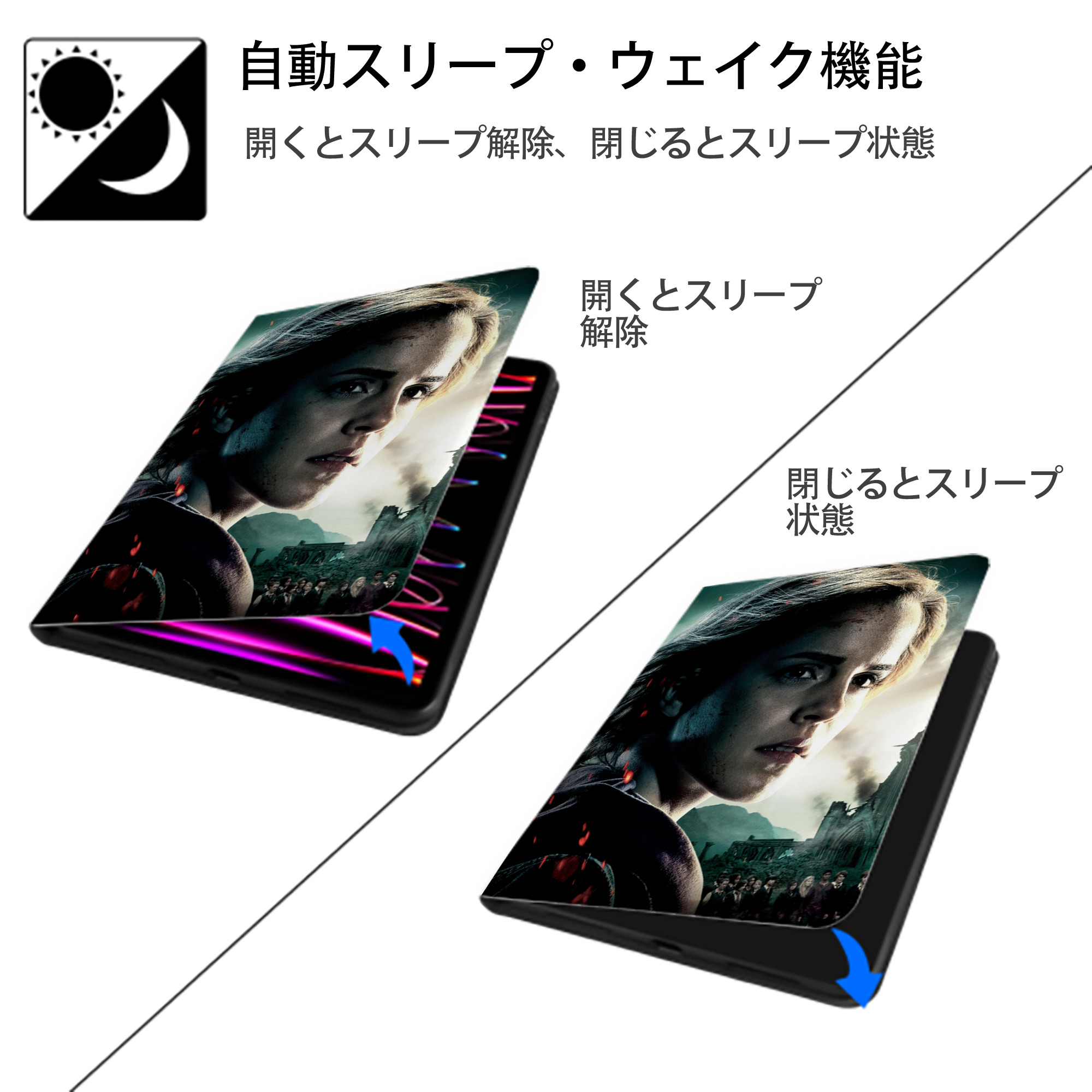 Harry Potter ハリー・ポッターシリーズ IPad ケース ペン収納付き 三つ折りスタンド PUレザー×シリコン 対応機種9.5/10.5/10.9インチ