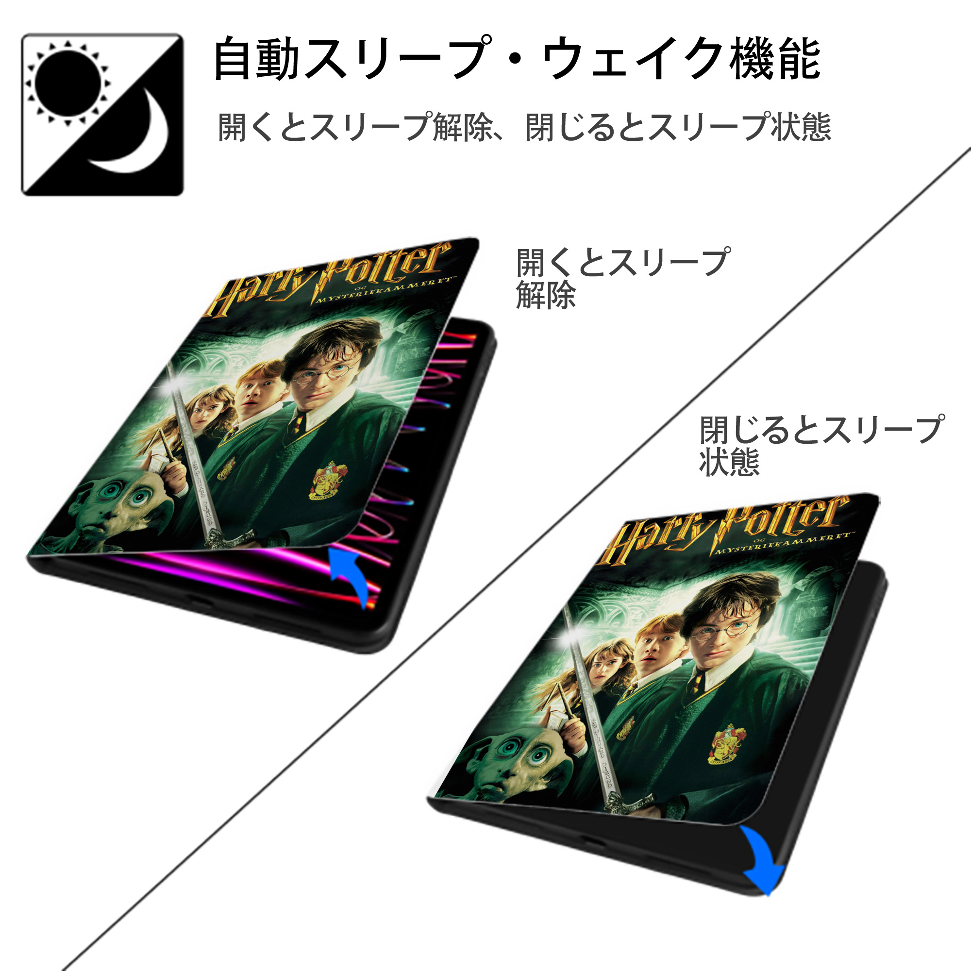 Harry Potter ハリー・ポッターシリーズ IPad ケース ペン収納付き 三つ折りスタンド PUレザー×シリコン 対応機種9.5/10.5/10.9インチ