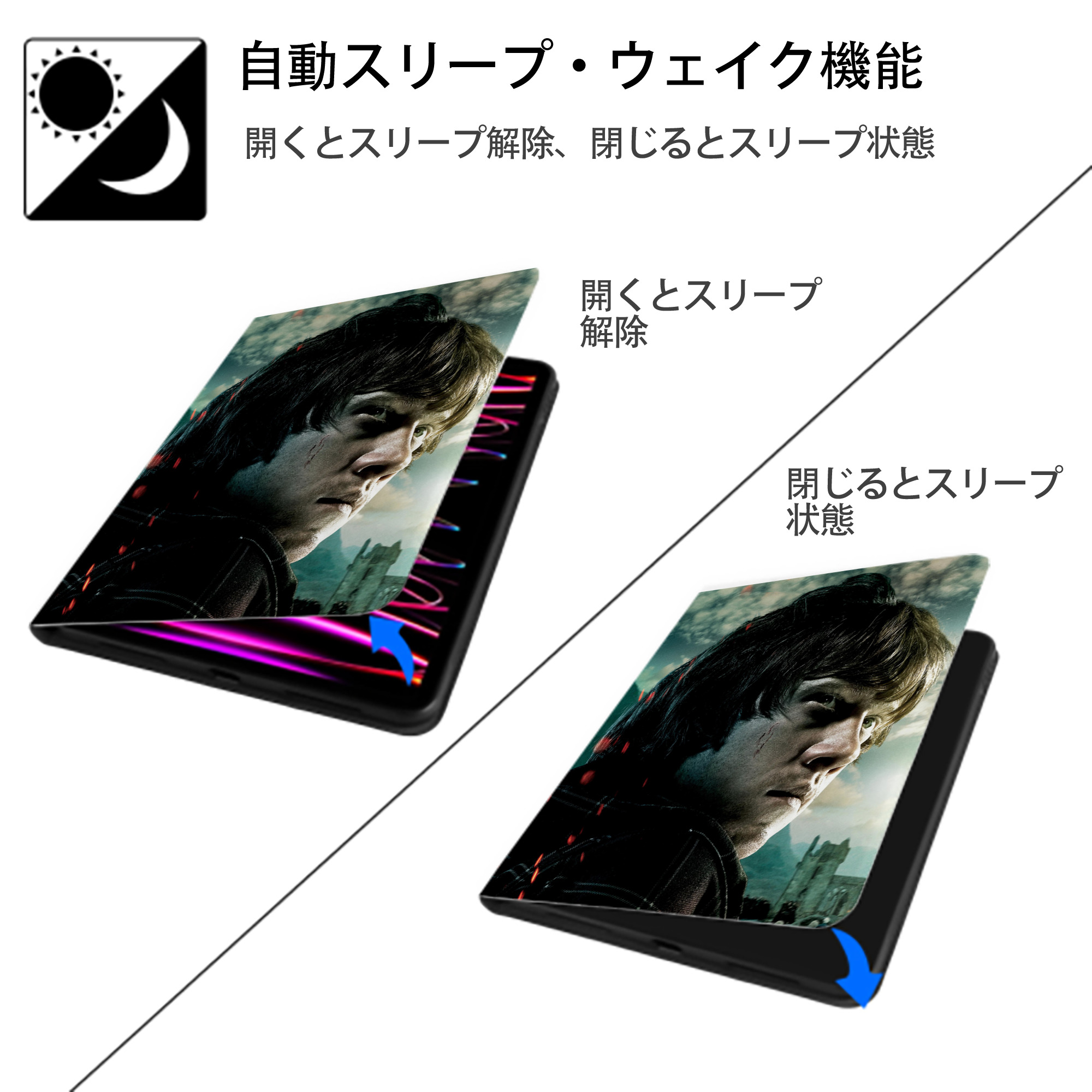 Harry Potter ハリー・ポッターシリーズ IPad ケース ペン収納付き 三つ折りスタンド PUレザー×シリコン 対応機種9.5/10.5/10.9インチ