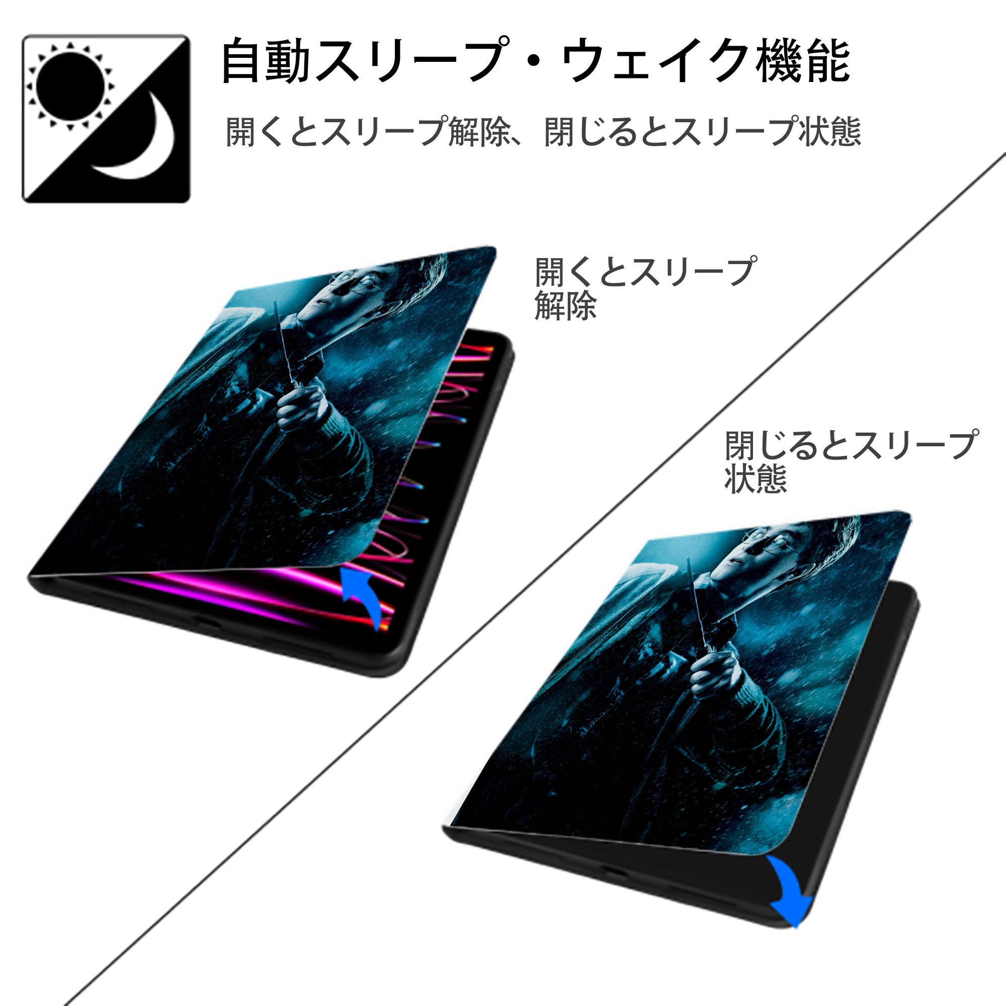 Harry Potter ハリー・ポッターシリーズ IPad ケース ペン収納付き 三つ折りスタンド PUレザー×シリコン 対応機種9.5/10.5/10.9インチ