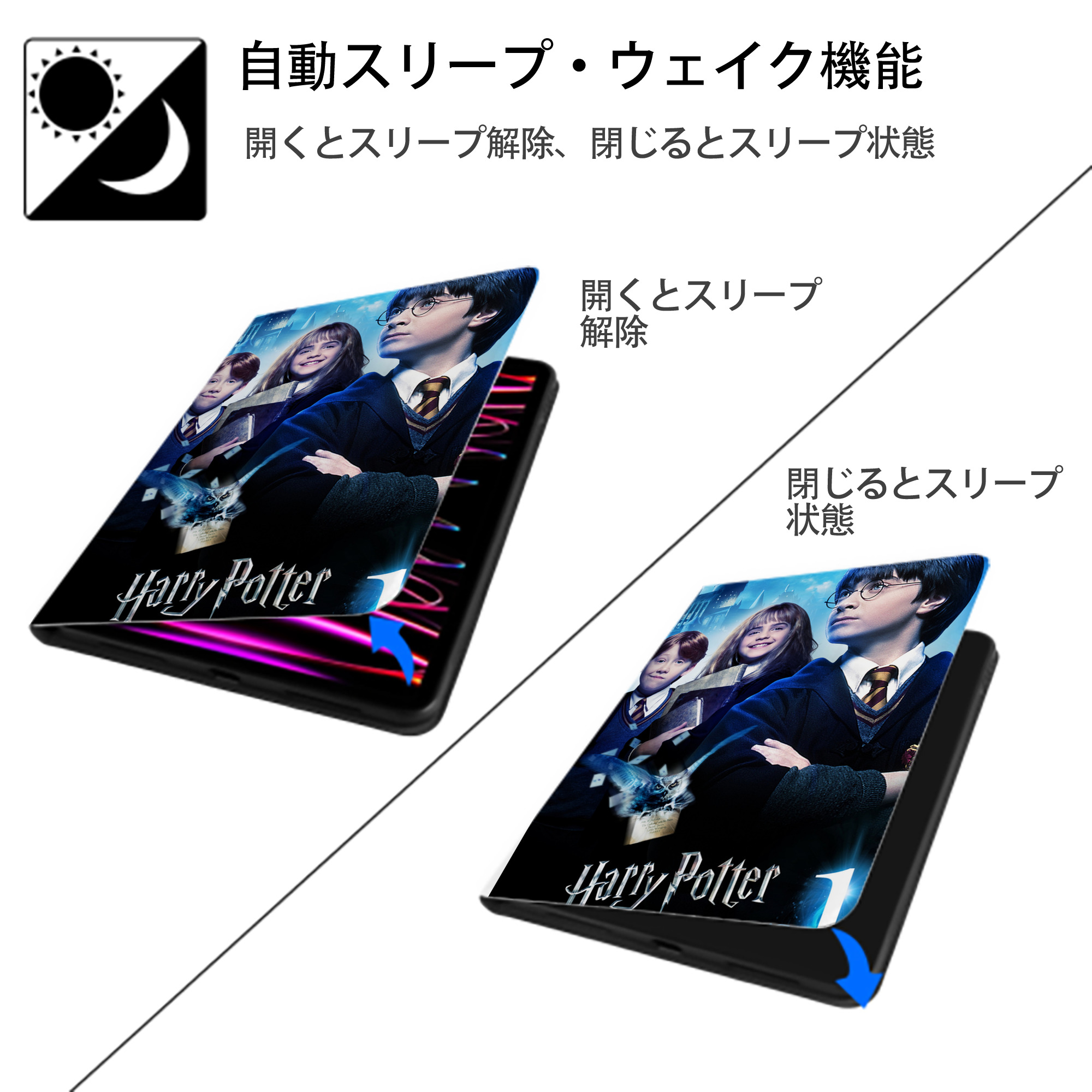 Harry Potter ハリー・ポッターシリーズ IPad ケース ペン収納付き 三つ折りスタンド PUレザー×シリコン 対応機種9.5/10.5/10.9インチ