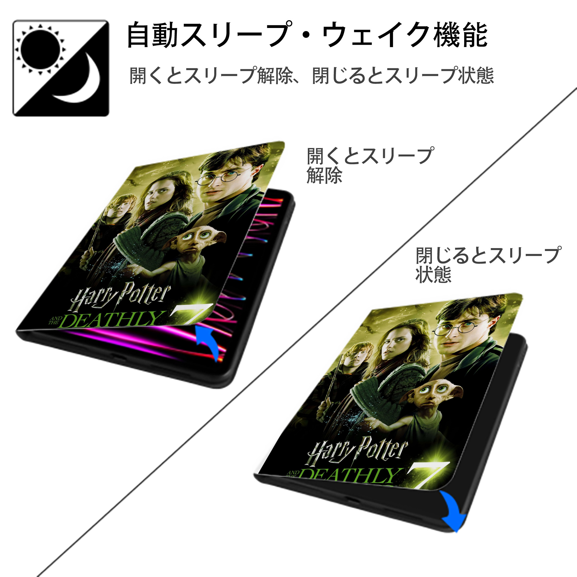 Harry Potter ハリー・ポッターシリーズ IPad ケース ペン収納付き 三つ折りスタンド PUレザー×シリコン 対応機種9.5/10.5/10.9インチ