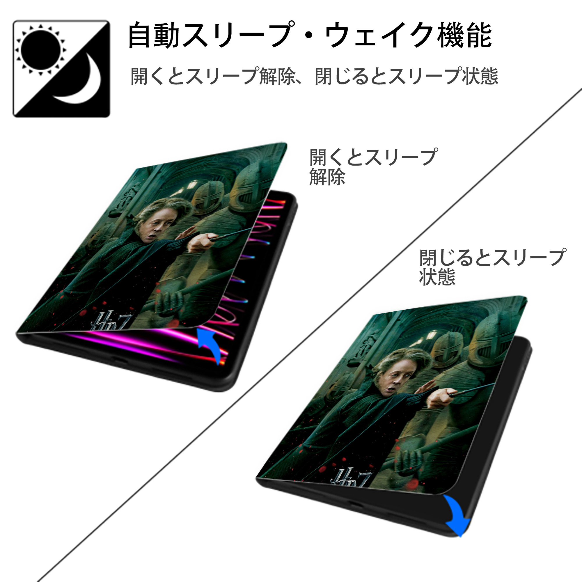 Harry Potter ハリー・ポッターシリーズ IPad ケース ペン収納付き 三つ折りスタンド PUレザー×シリコン 対応機種9.5/10.5/10.9インチ