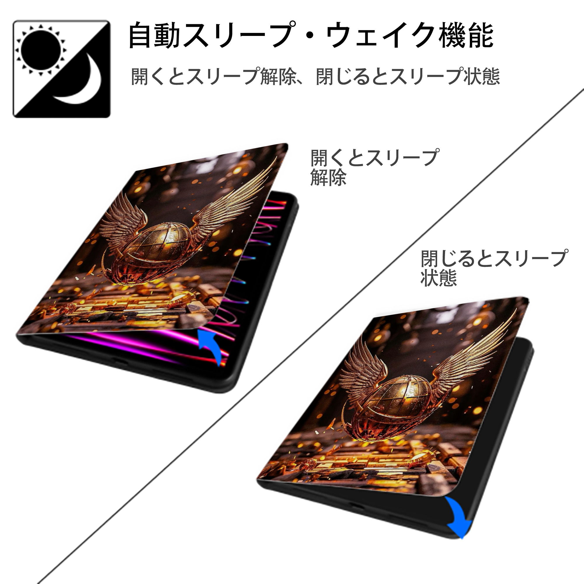 Harry Potter ハリー・ポッターシリーズ IPad ケース ペン収納付き 三つ折りスタンド PUレザー×シリコン 対応機種9.5/10.5/10.9インチ