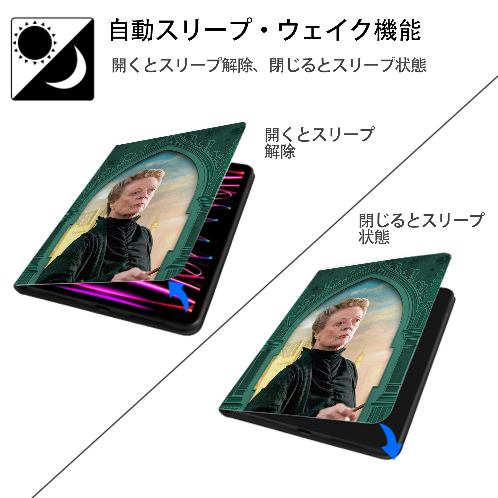 Harry Potter ハリー・ポッターシリーズ IPad ケース ペン収納付き 三つ折りスタンド PUレザー×シリコン 対応機種9.5/10.5/10.9インチ